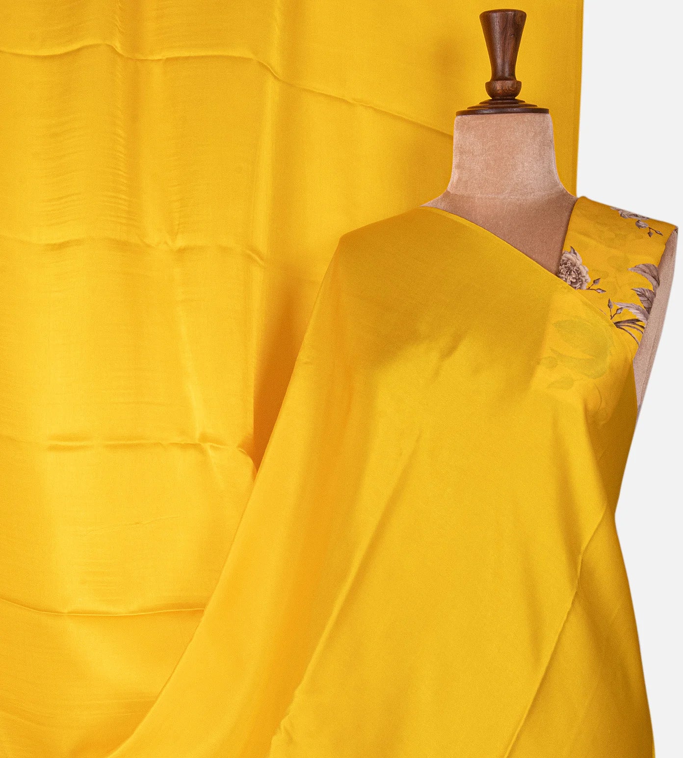 Yellow Satin Crepe saree