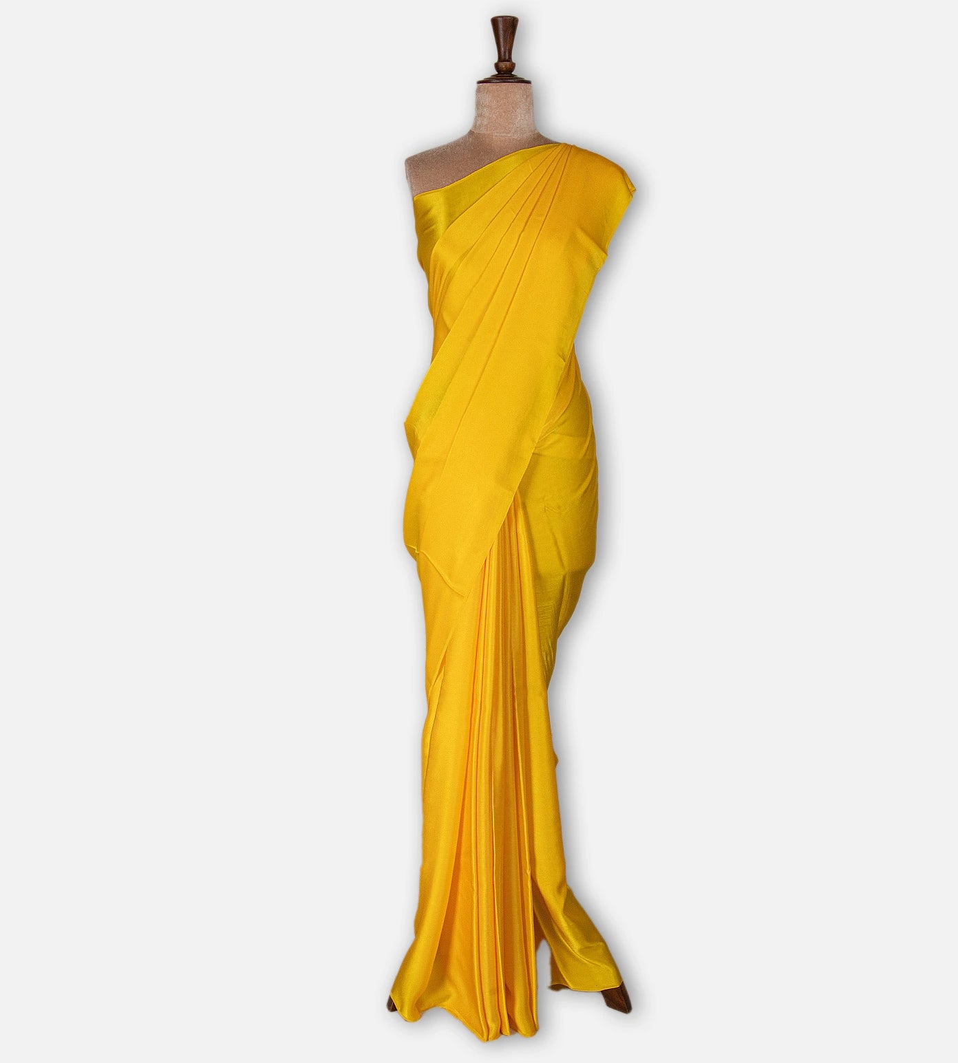 Yellow Satin Crepe saree