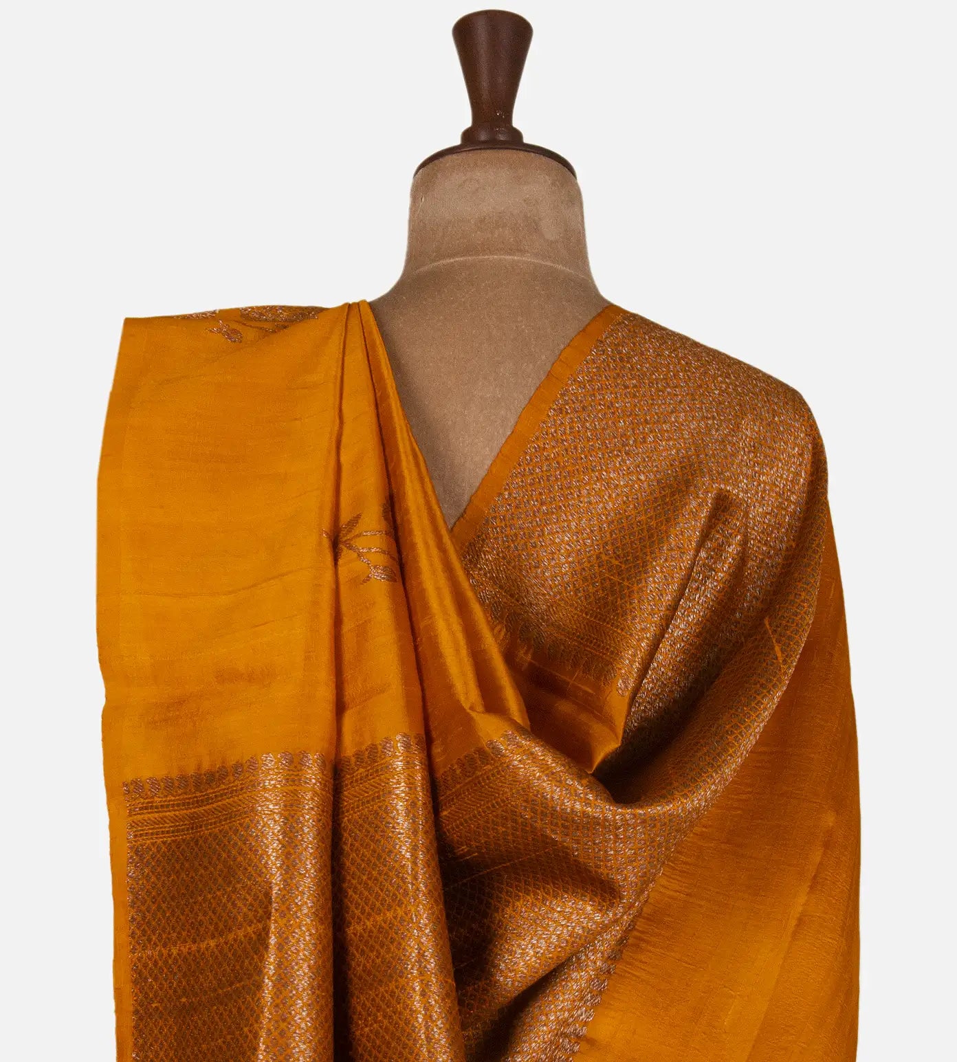 Tangerine Yellow Banarasi Tussar Saree