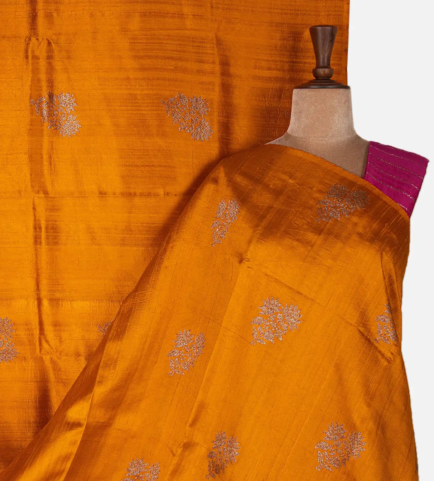 Tangerine Yellow Banarasi Tussar Saree