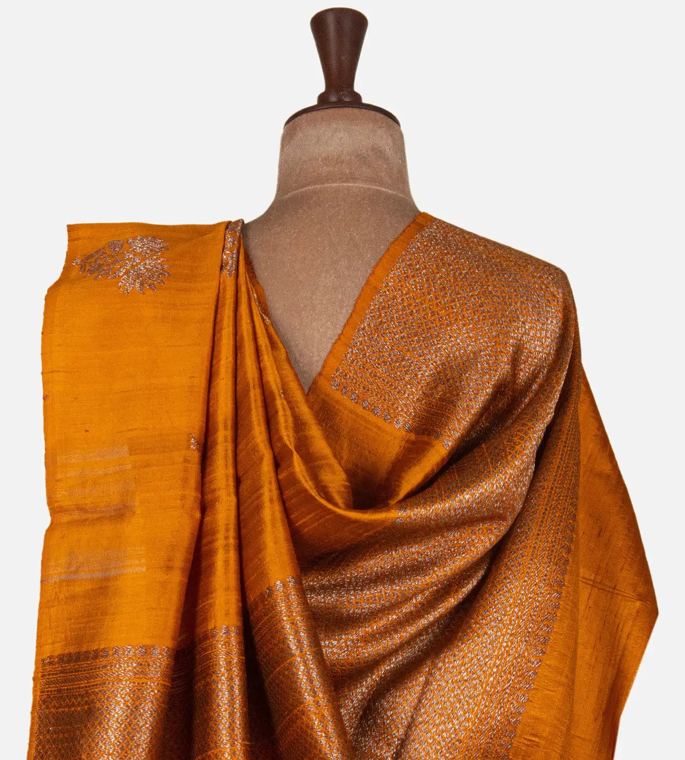 Tangerine Yellow Banarasi Tussar Saree
