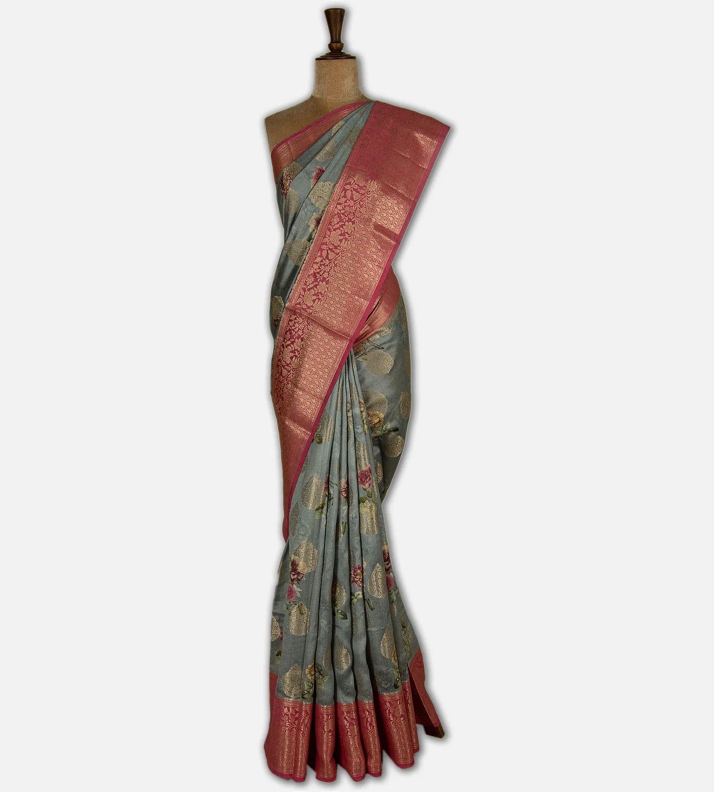 Grey Chaniya Silk Saree