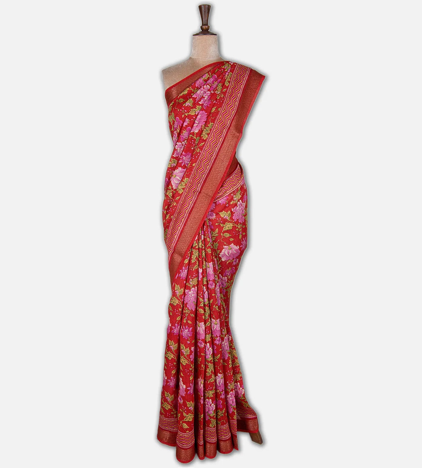 Red Moonga Tussar Saree