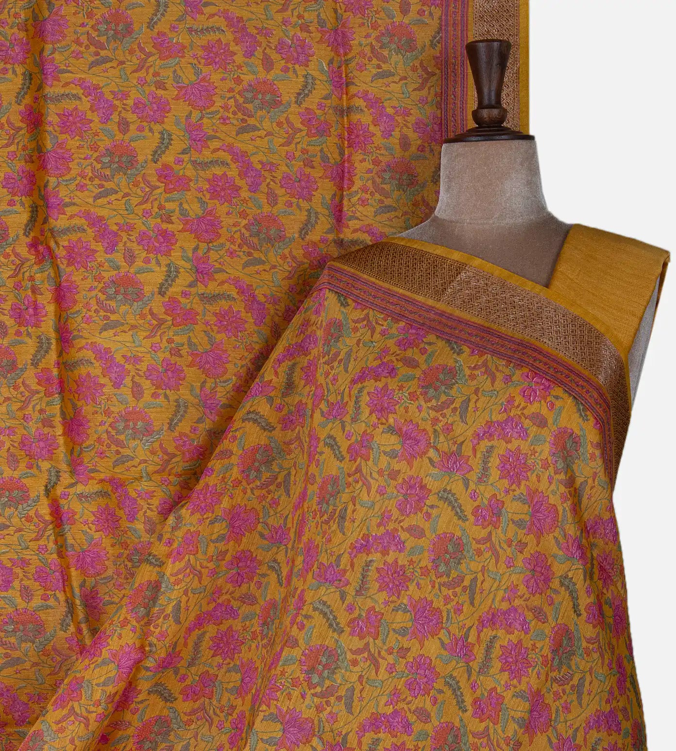 Yellow Moonga Tussar Saree