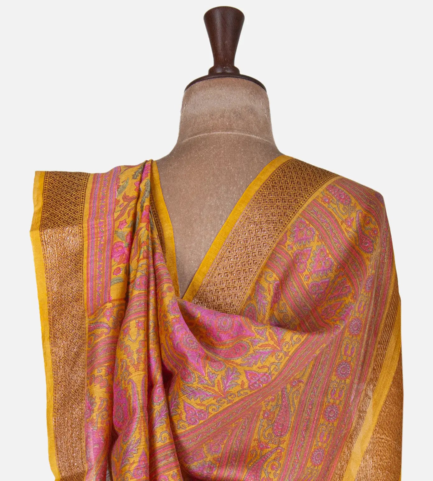 Yellow Moonga Tussar Saree