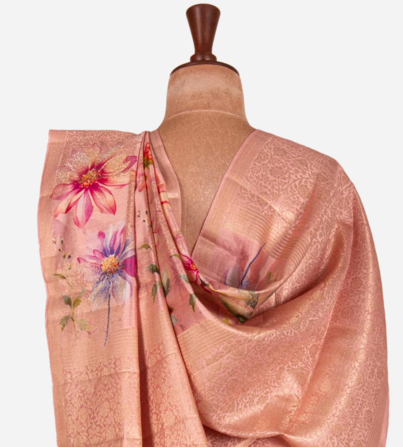Light Peach Chaniya Silk Saree