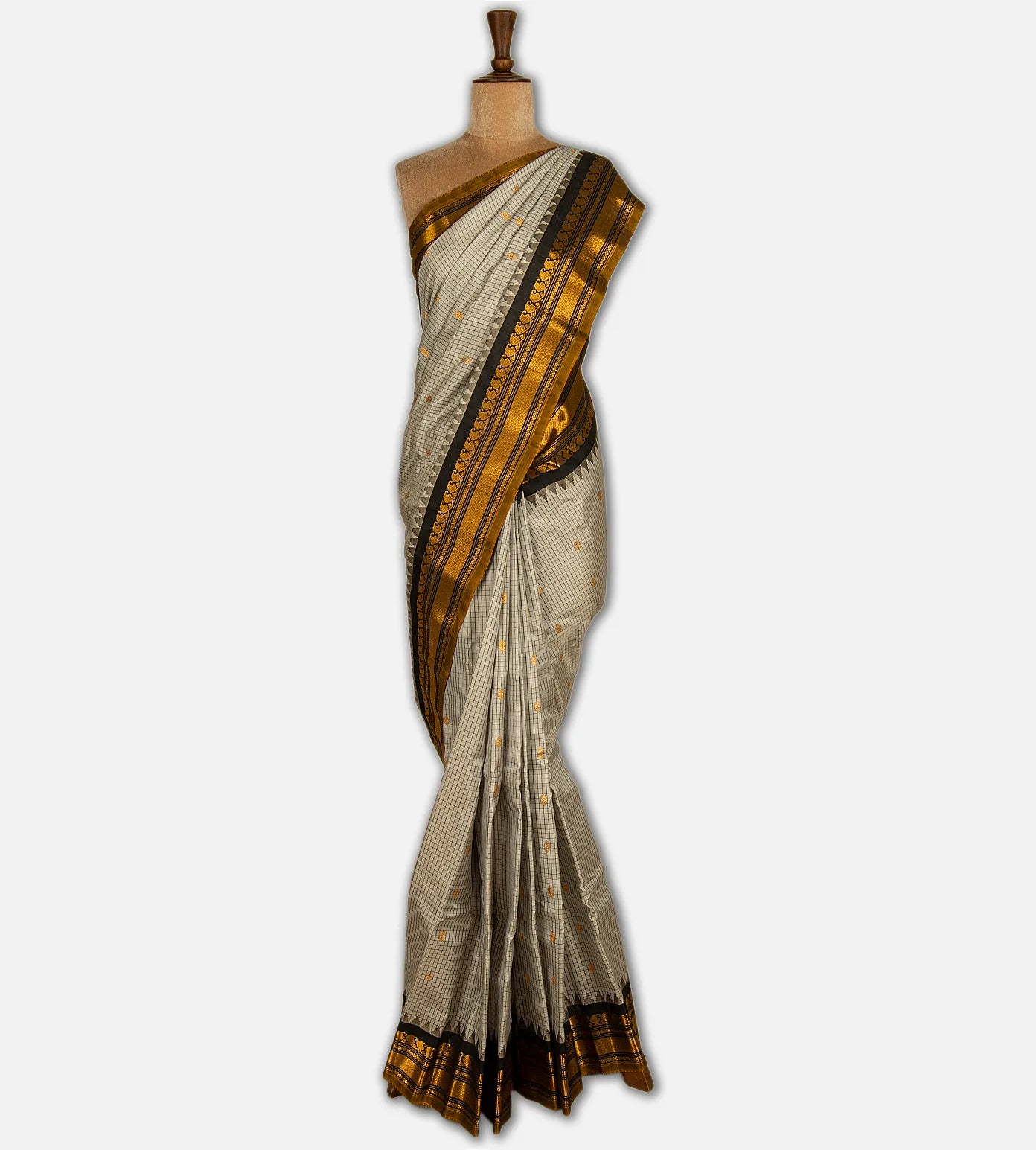 Grey Gadwal Silk Saree