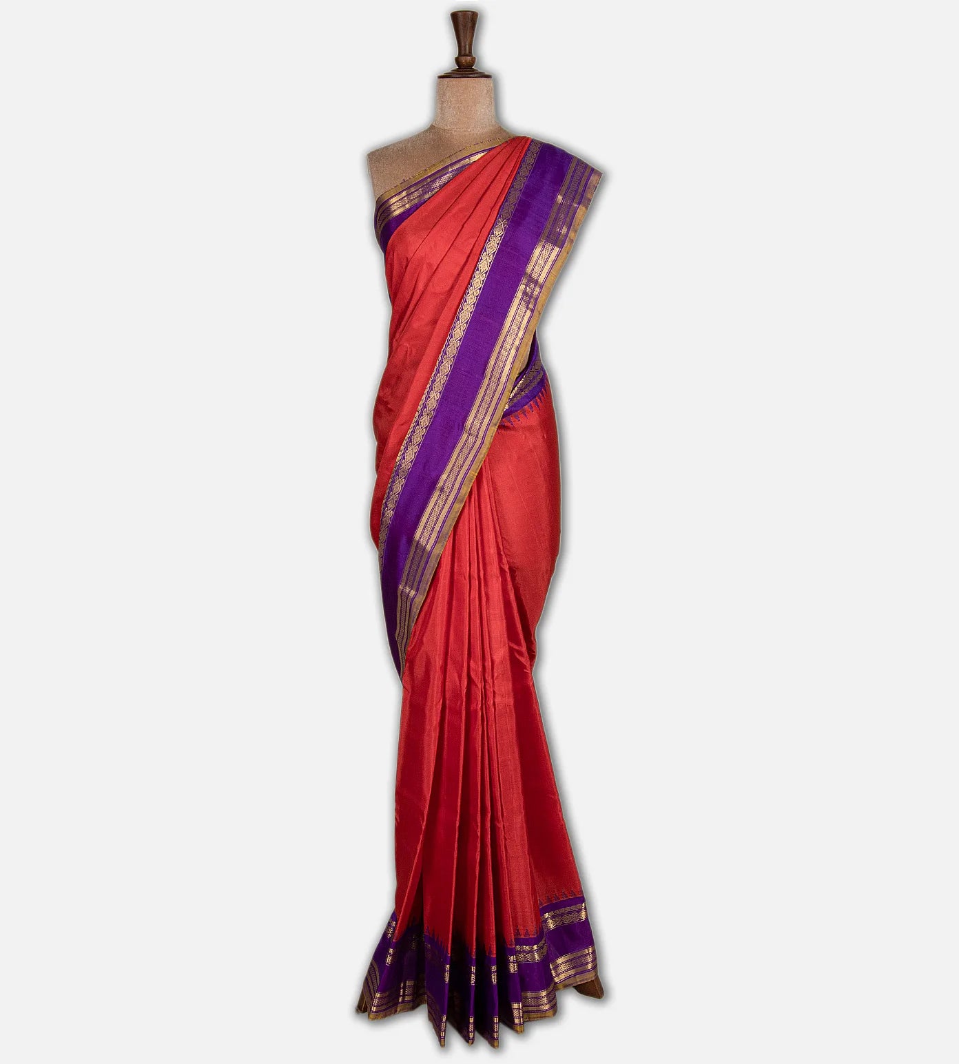 Red Gadwal Silk Saree