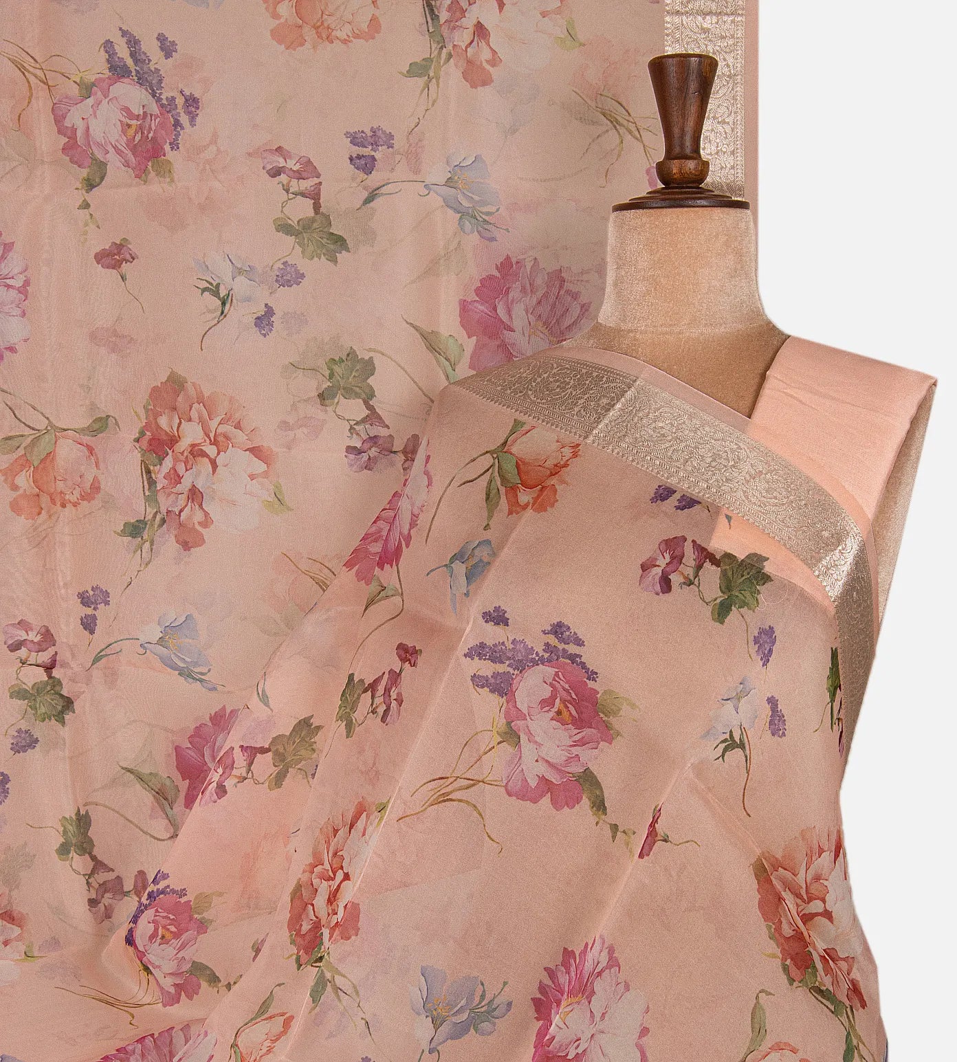 Light Peach Organza Saree