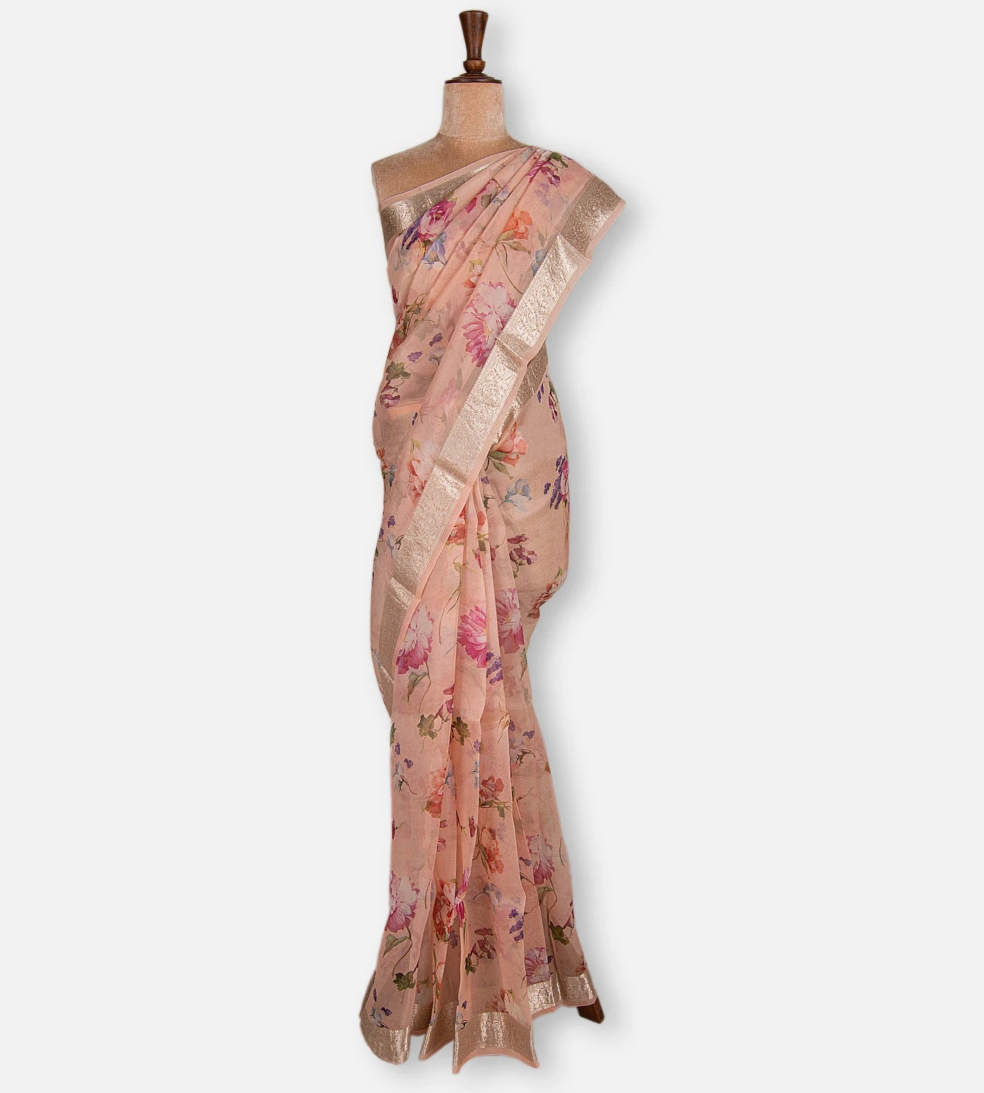 Light Peach Organza Saree
