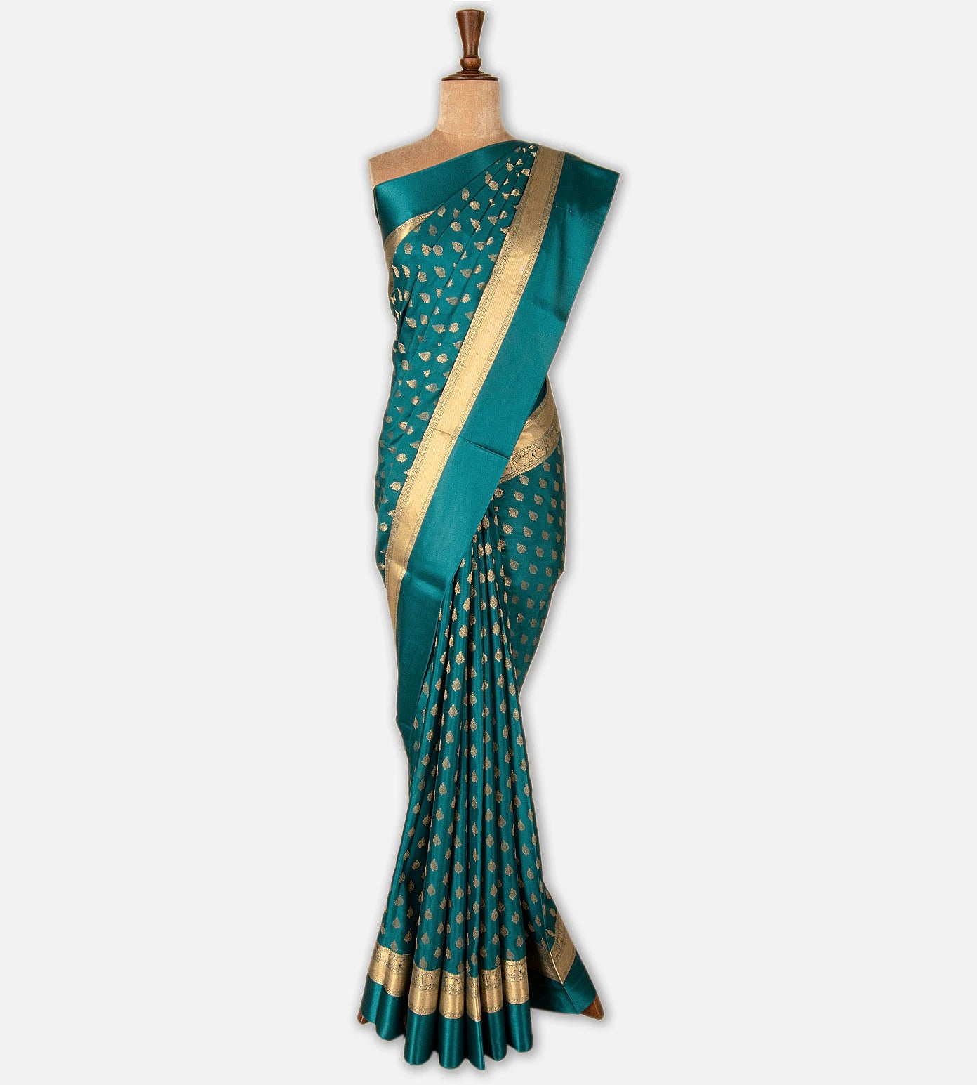 Deep Teal  Mysore Crepe Saree
