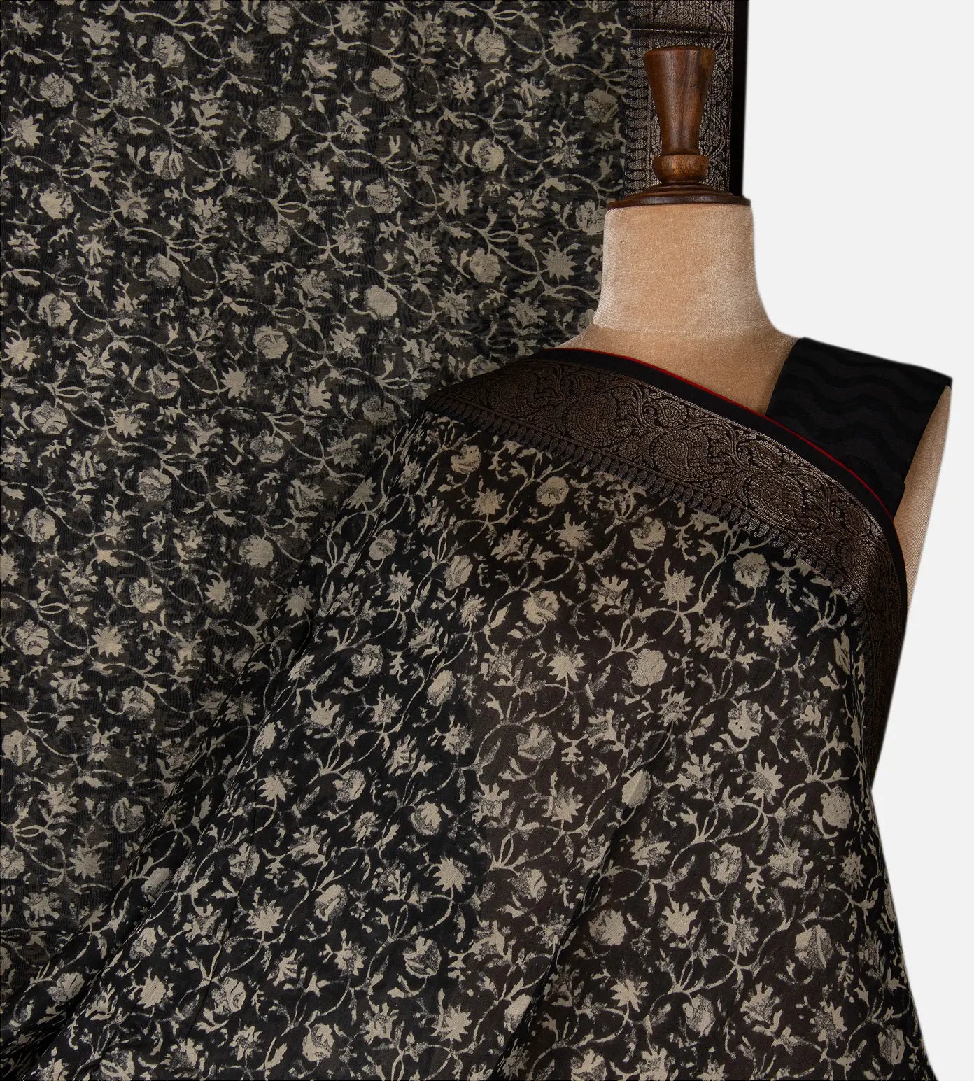 Black Chanderi Cotton Saree