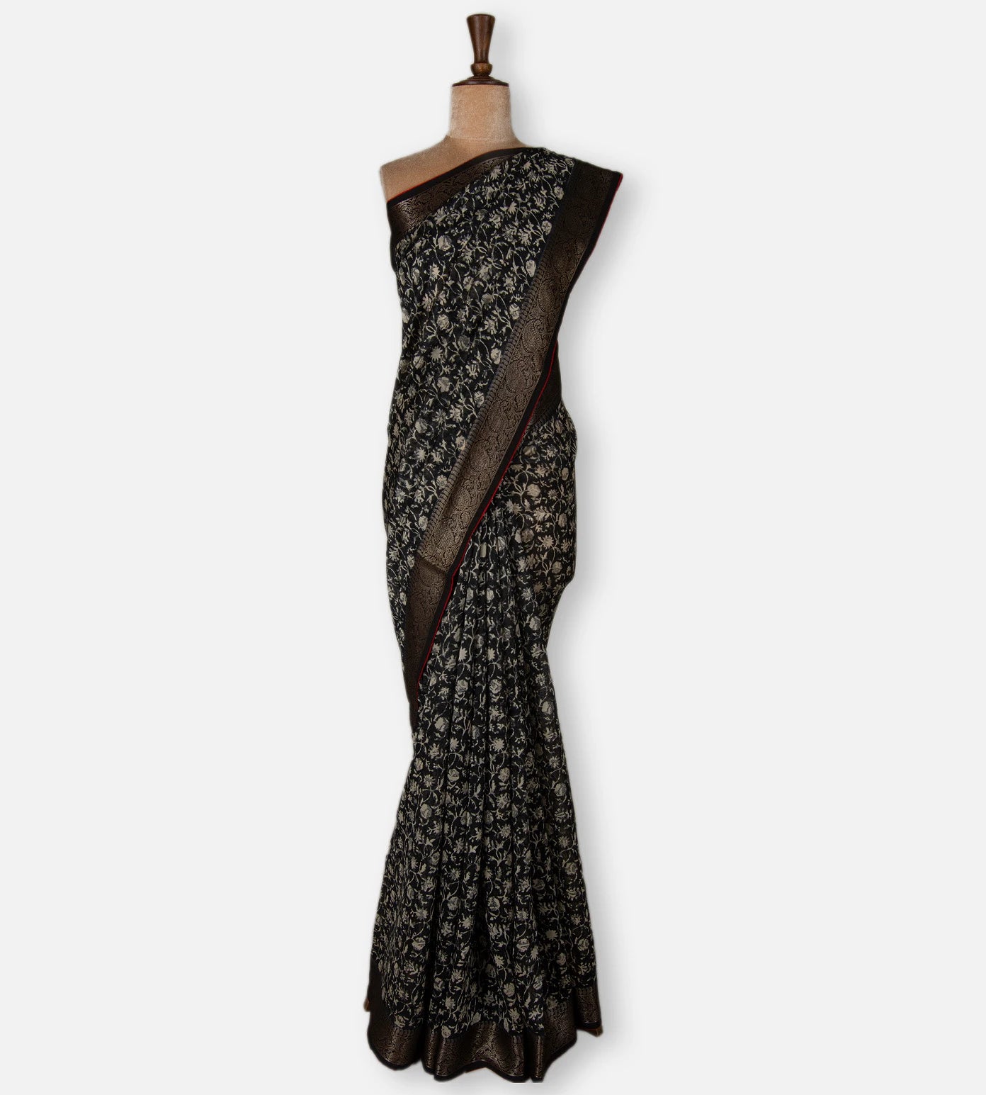 Black Chanderi Cotton Saree