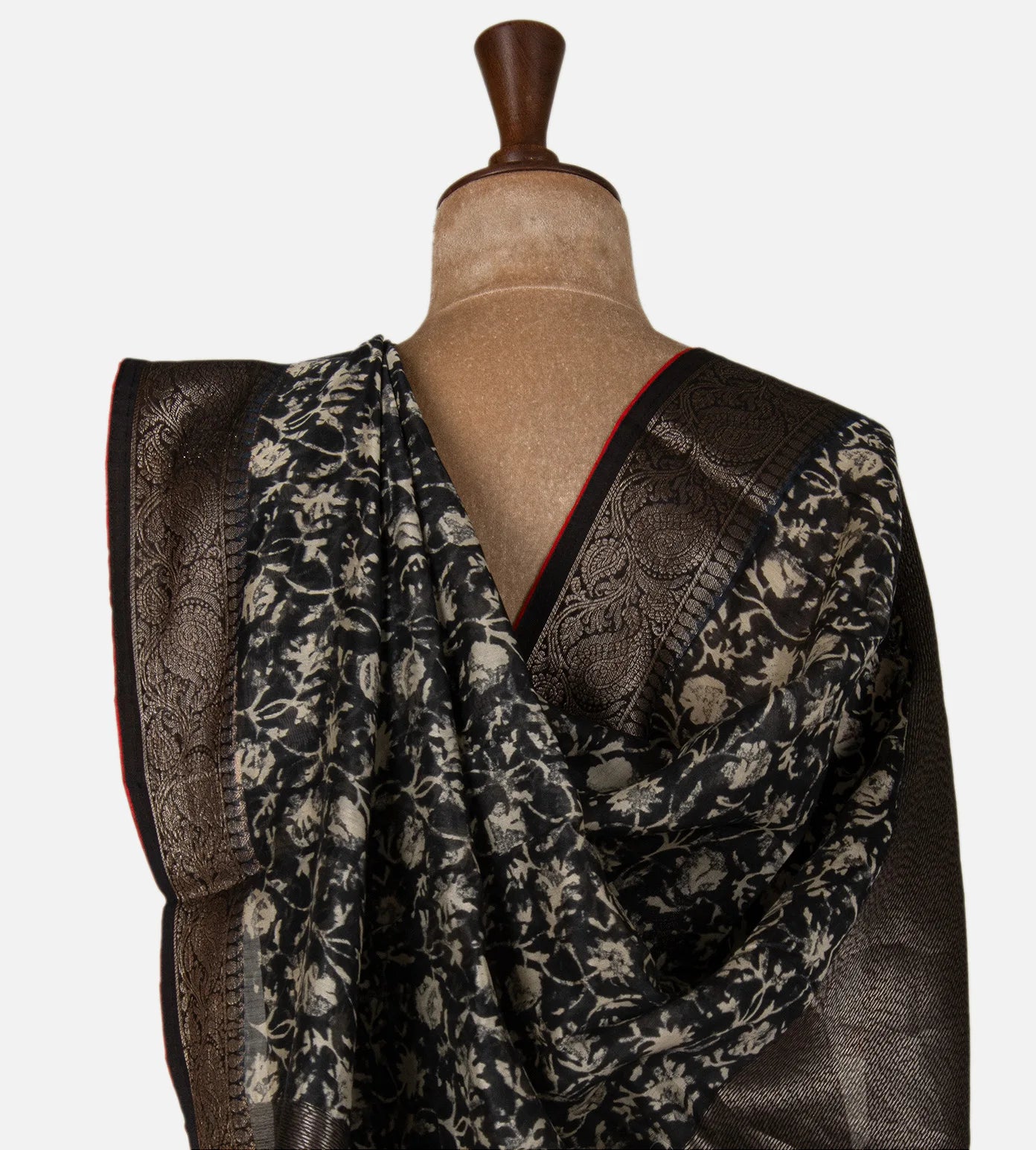 Black Chanderi Cotton Saree