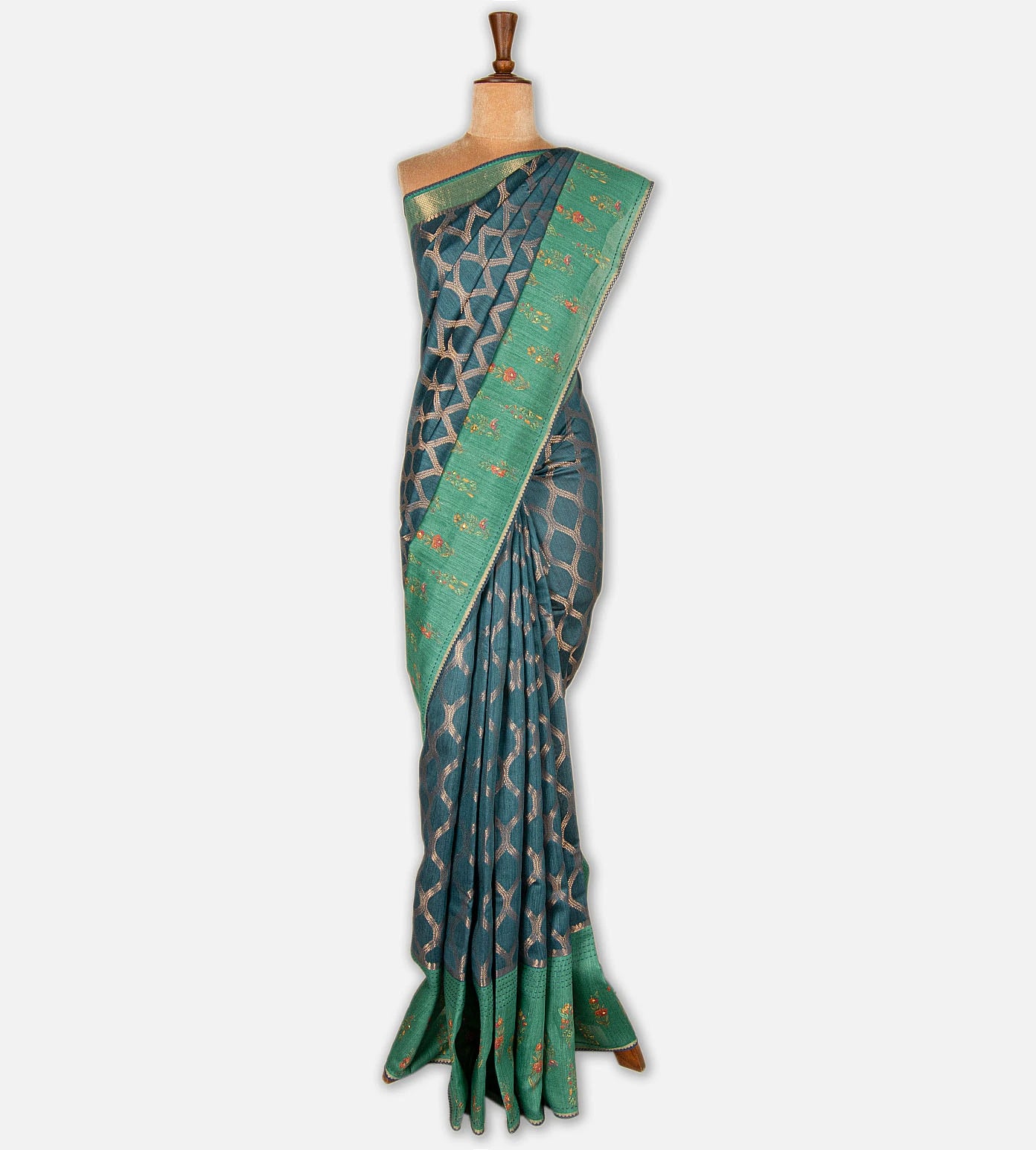 Blue Tussar Saree