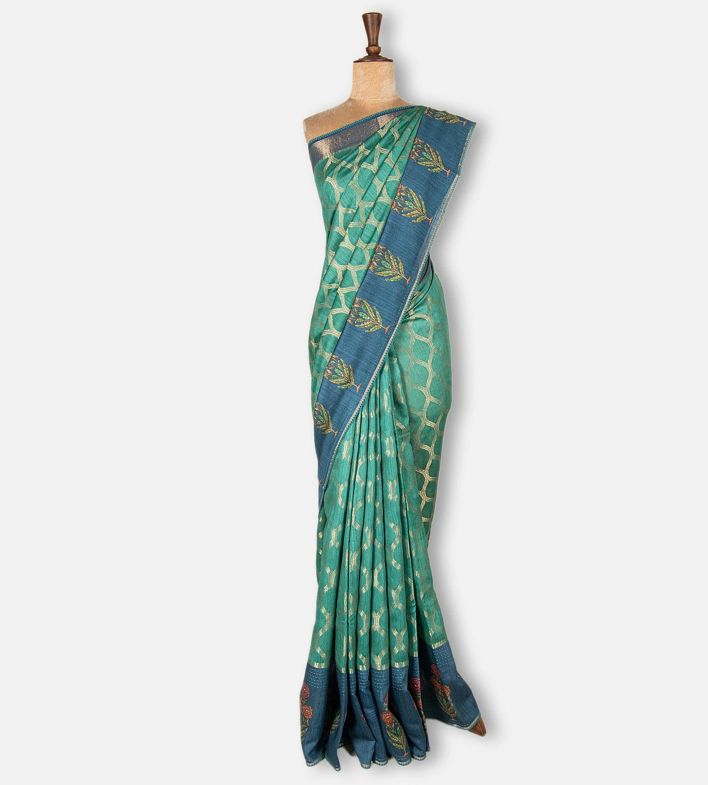 Sea Green Tussar Saree
