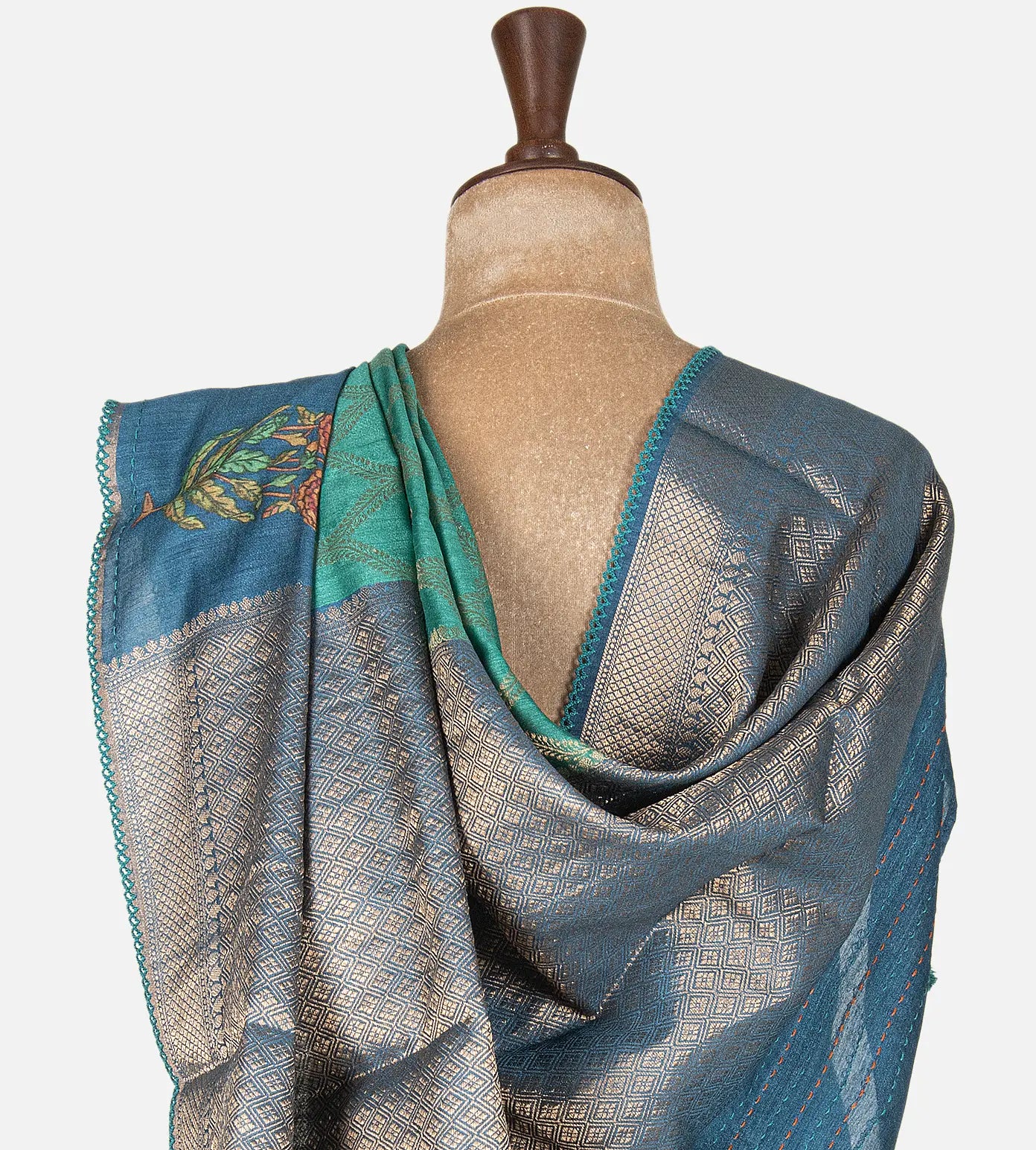 Sea Green Tussar Saree