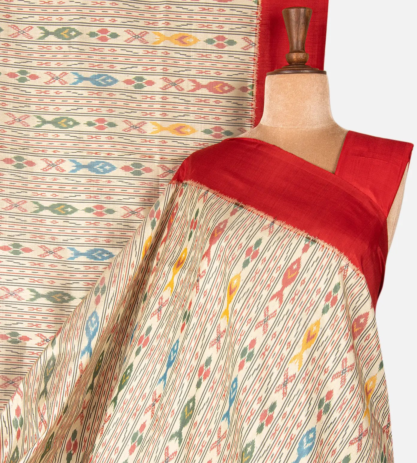 Deep Beige Ikkat Silk Saree