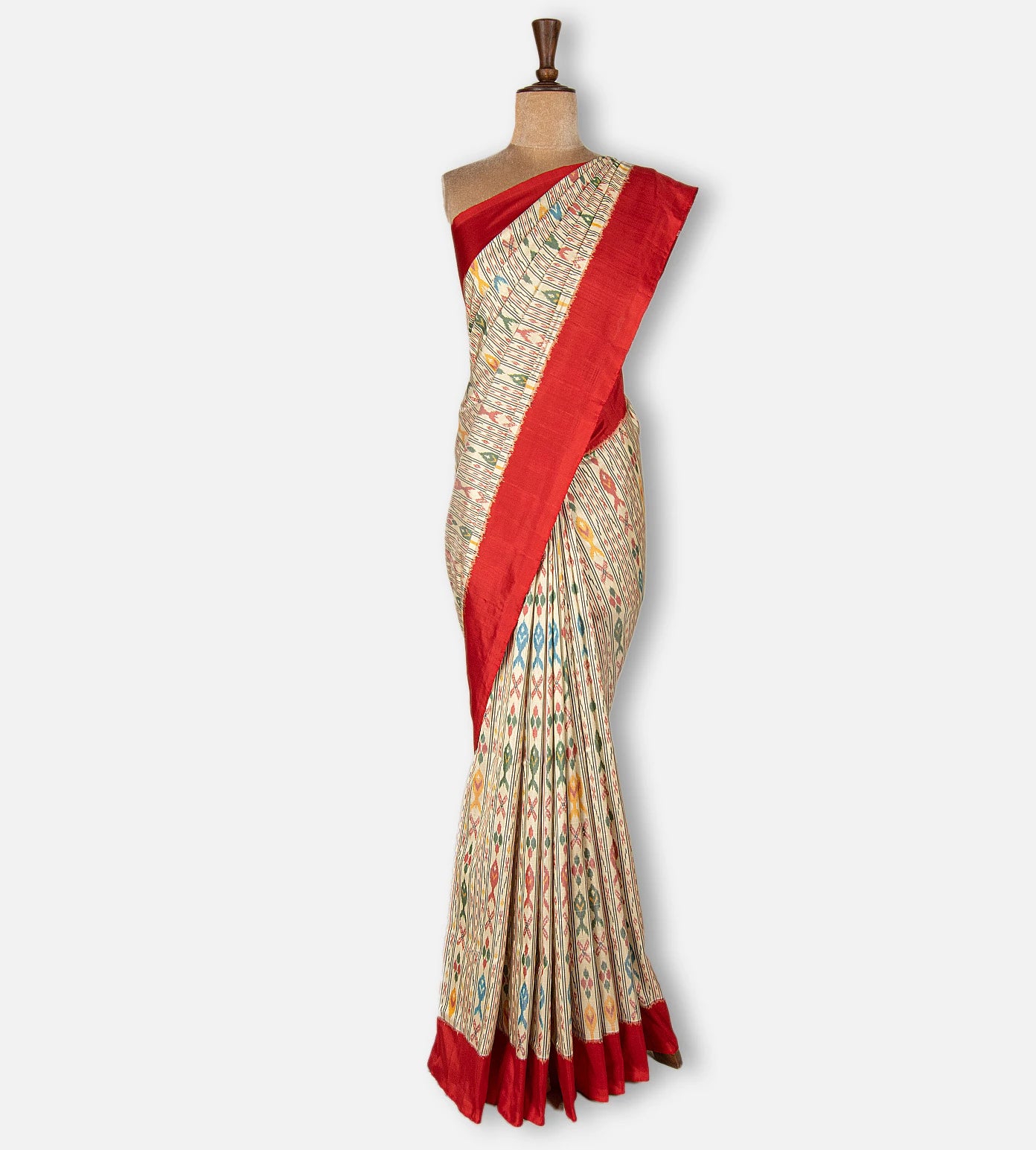 Deep Beige Ikkat Silk Saree