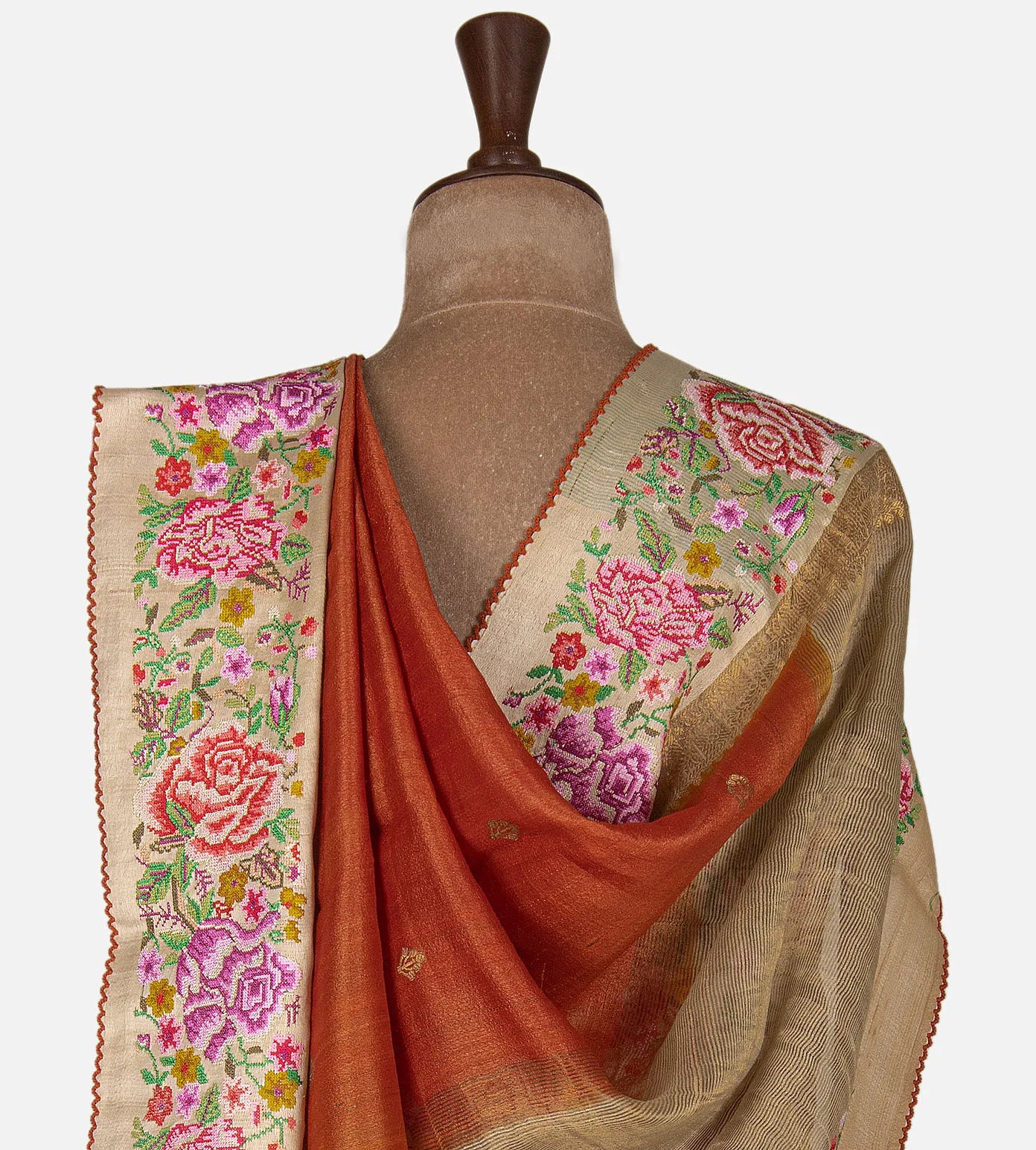 Orange Tussar Saree