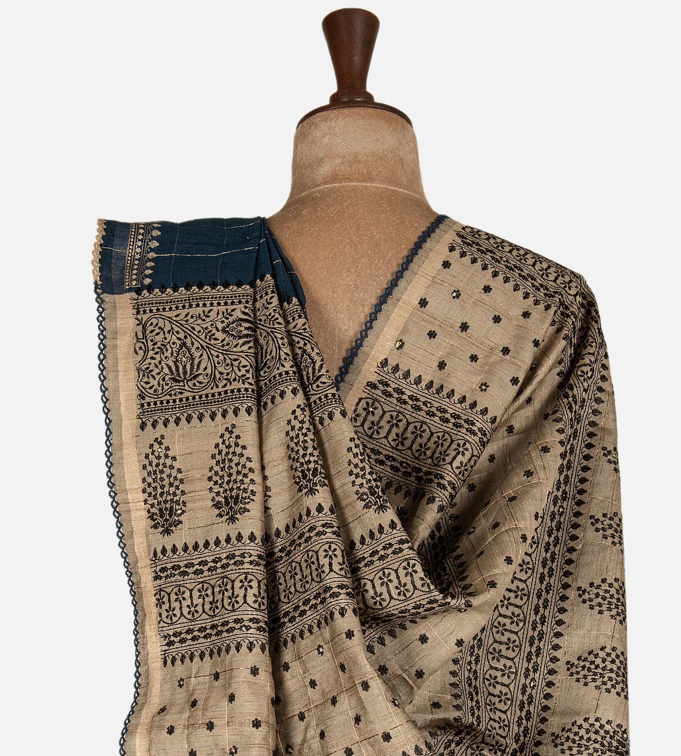 Blue Tussar Saree