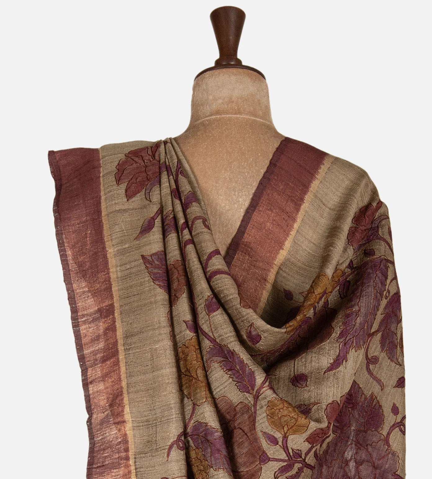 Maroon Tussar Saree