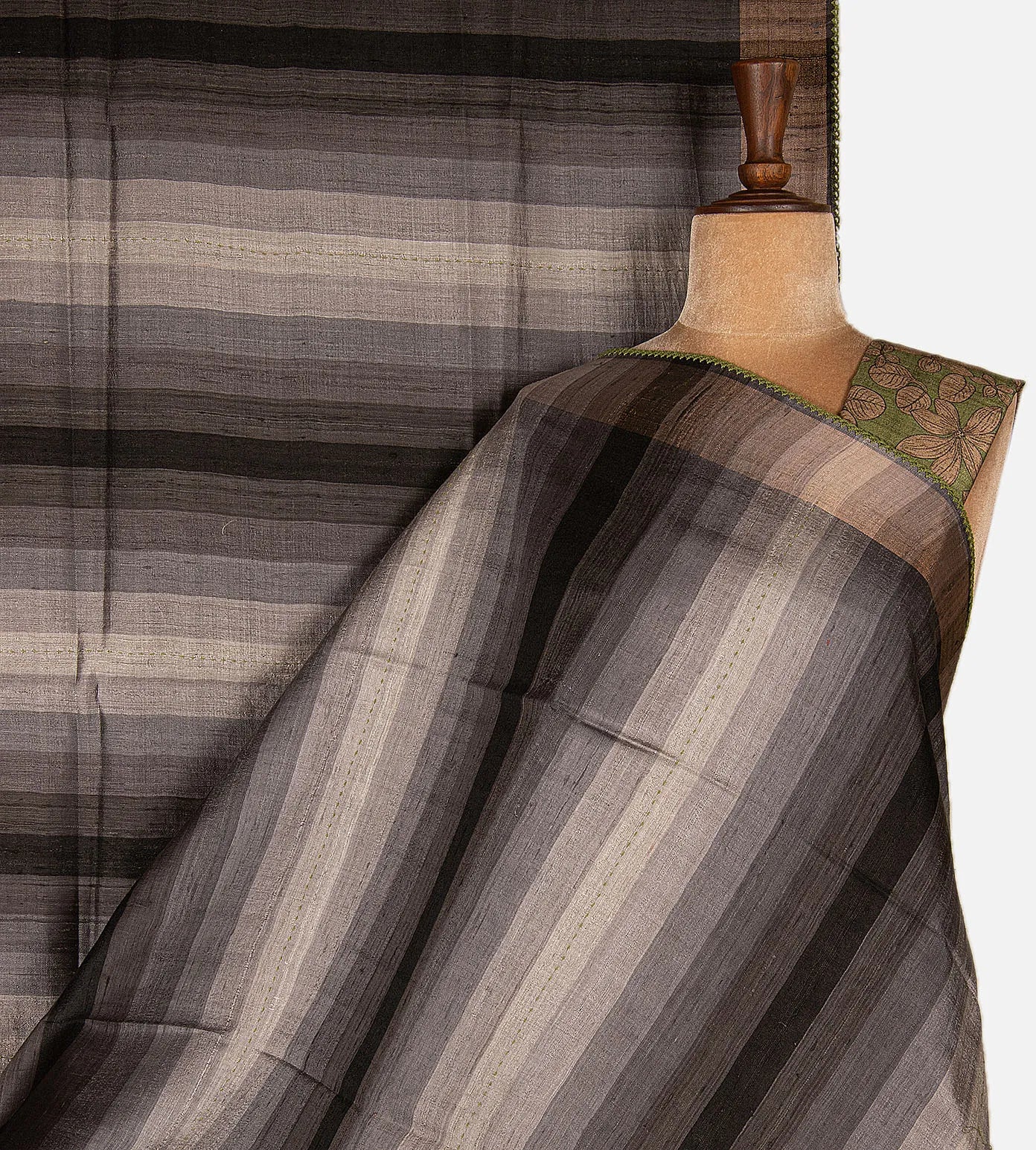 Black and Grey Tussar Saree