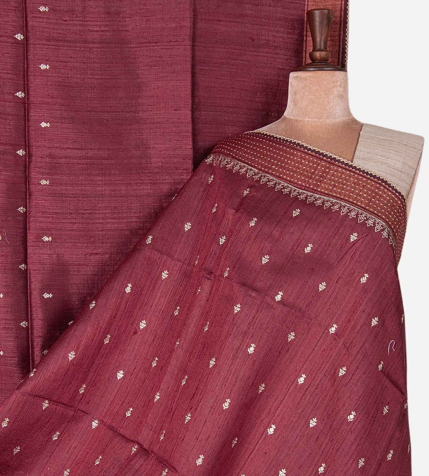 Maroon Tussar Saree