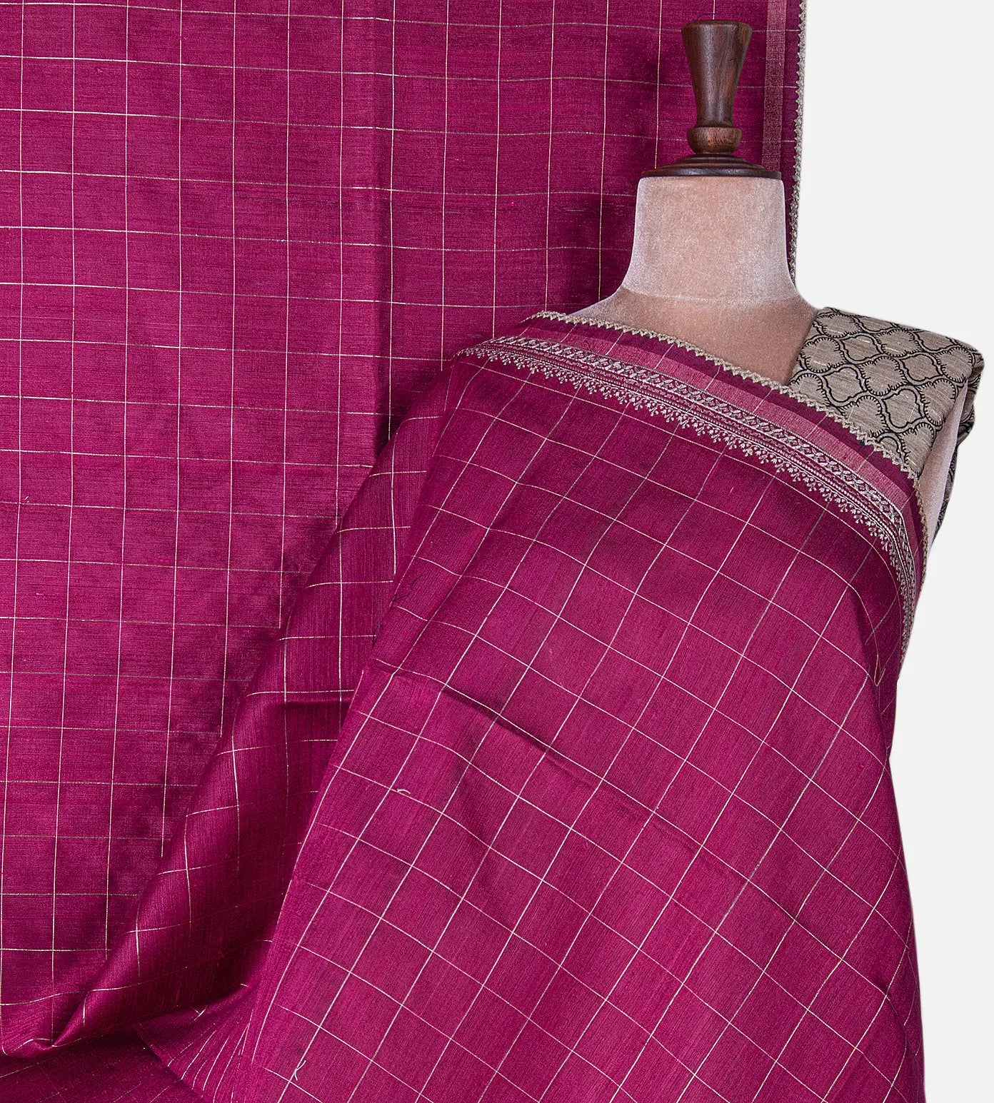 Dark Pink Tussar Saree