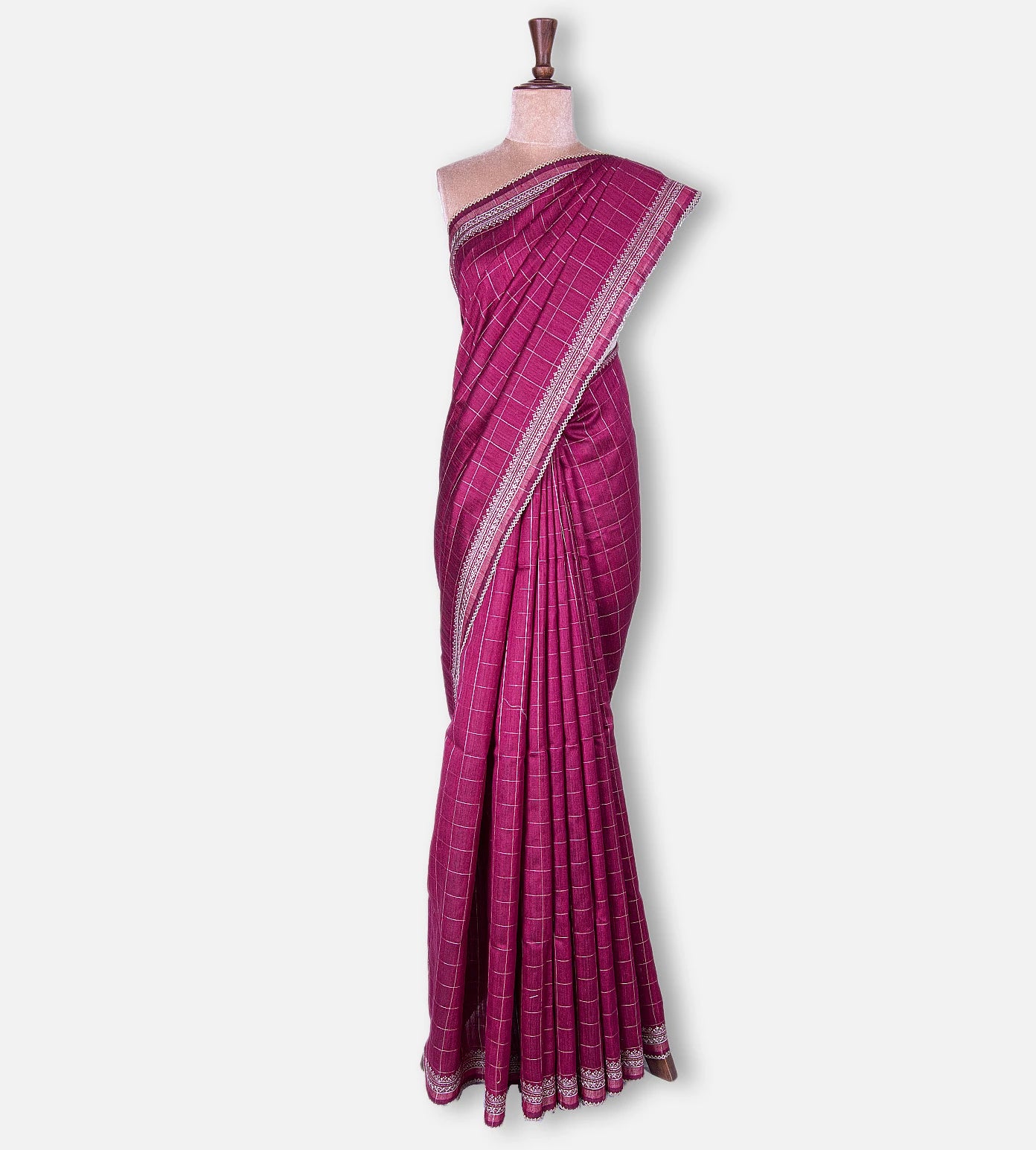 Dark Pink Tussar Saree