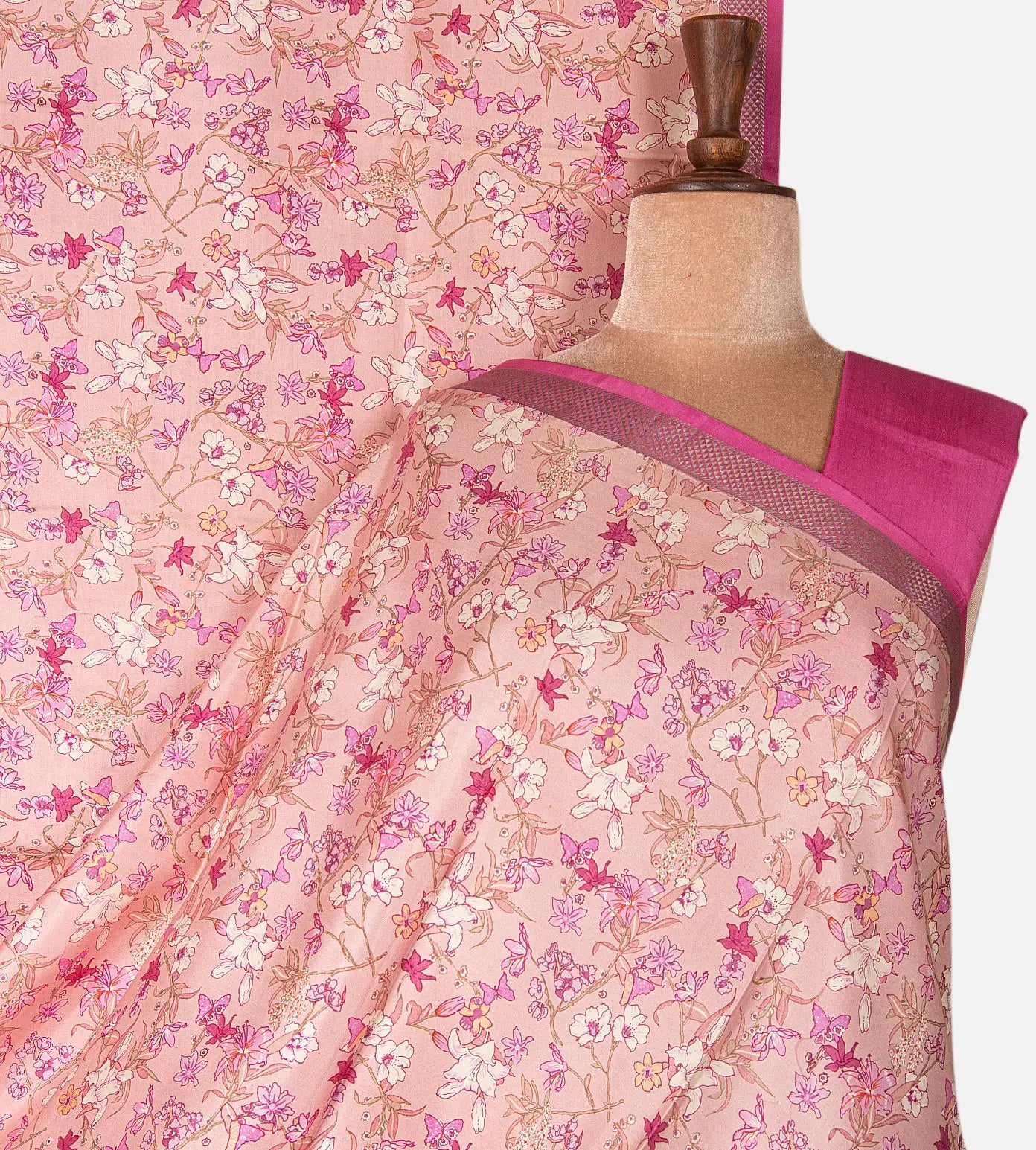 Pastel Pink Printed Soft Silk Saree