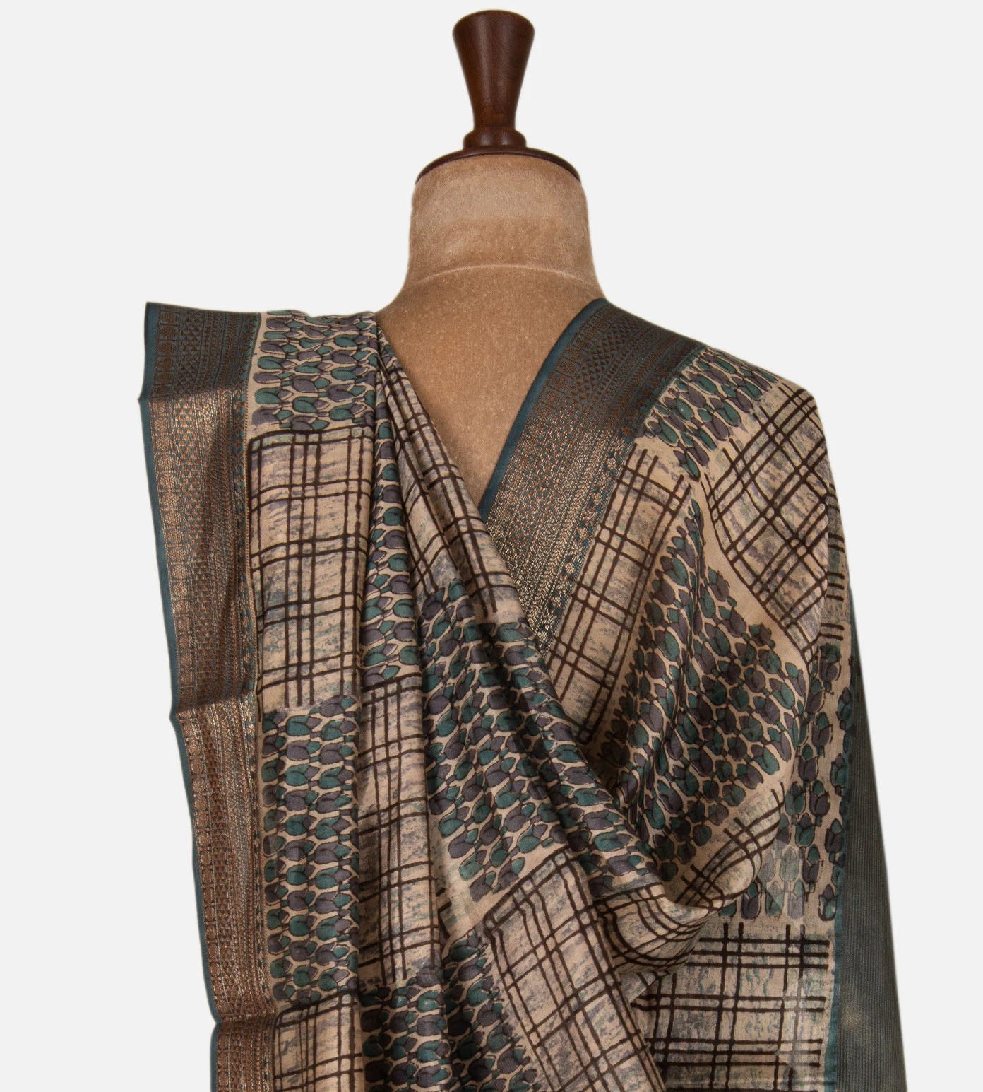Light Beige Chanderi Cotton Saree