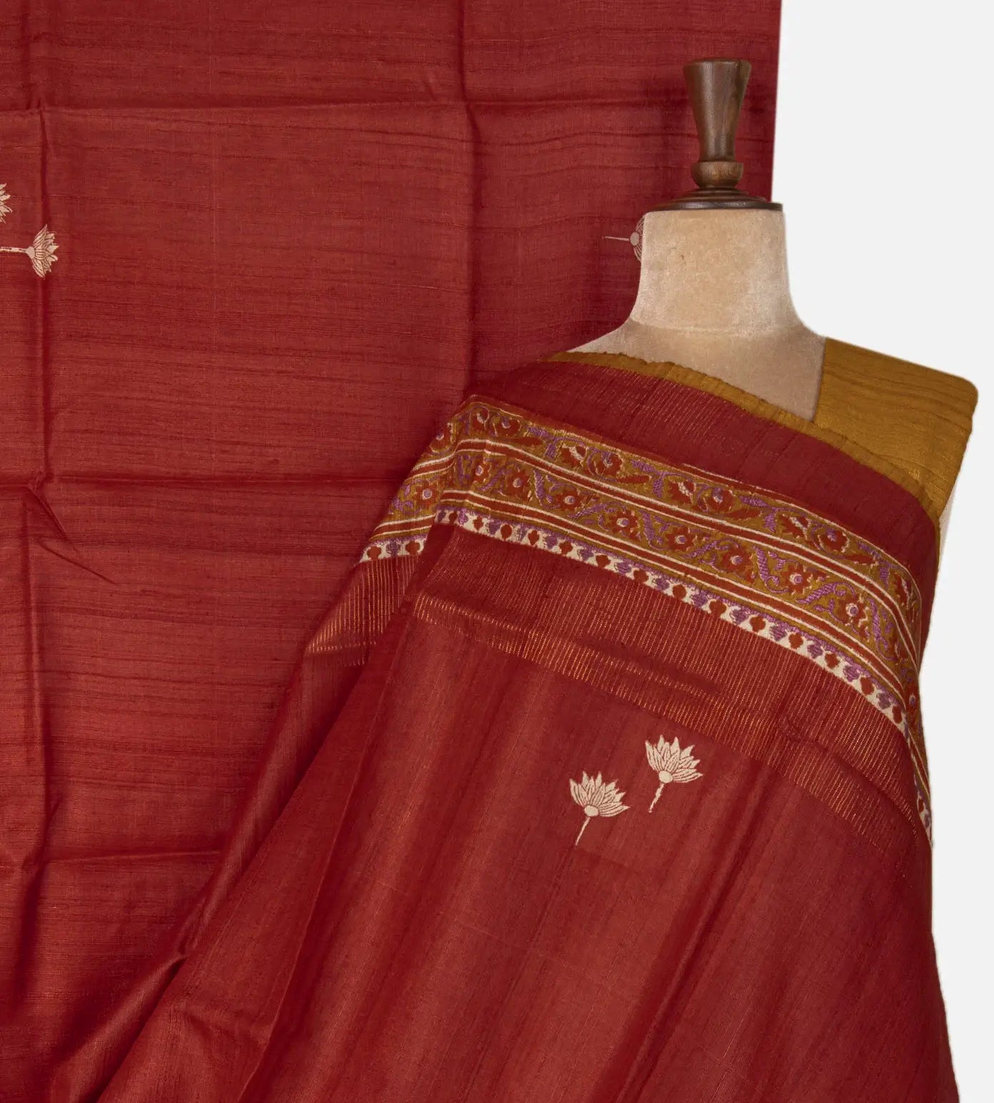 Maroon Tussar Saree