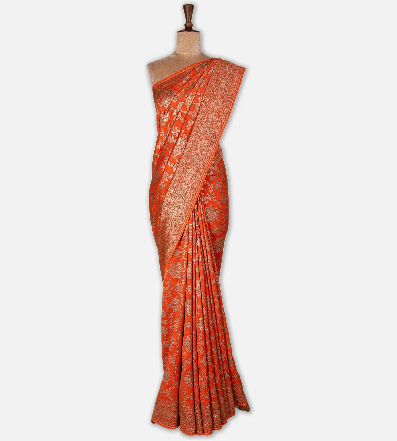 Orange Banarasi Tussar Georgette Saree