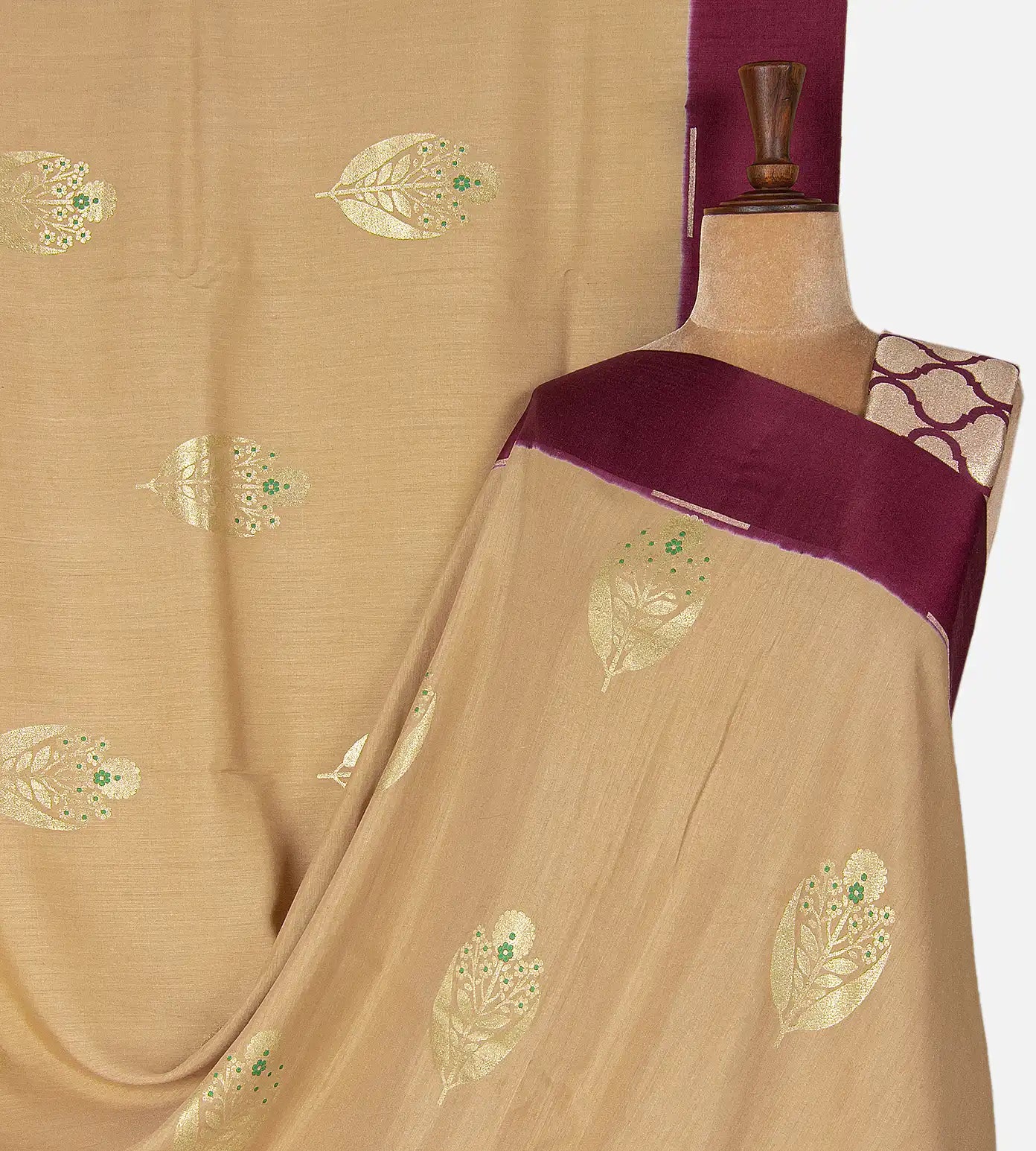 Beige Banarasi Tussar Georgette Saree