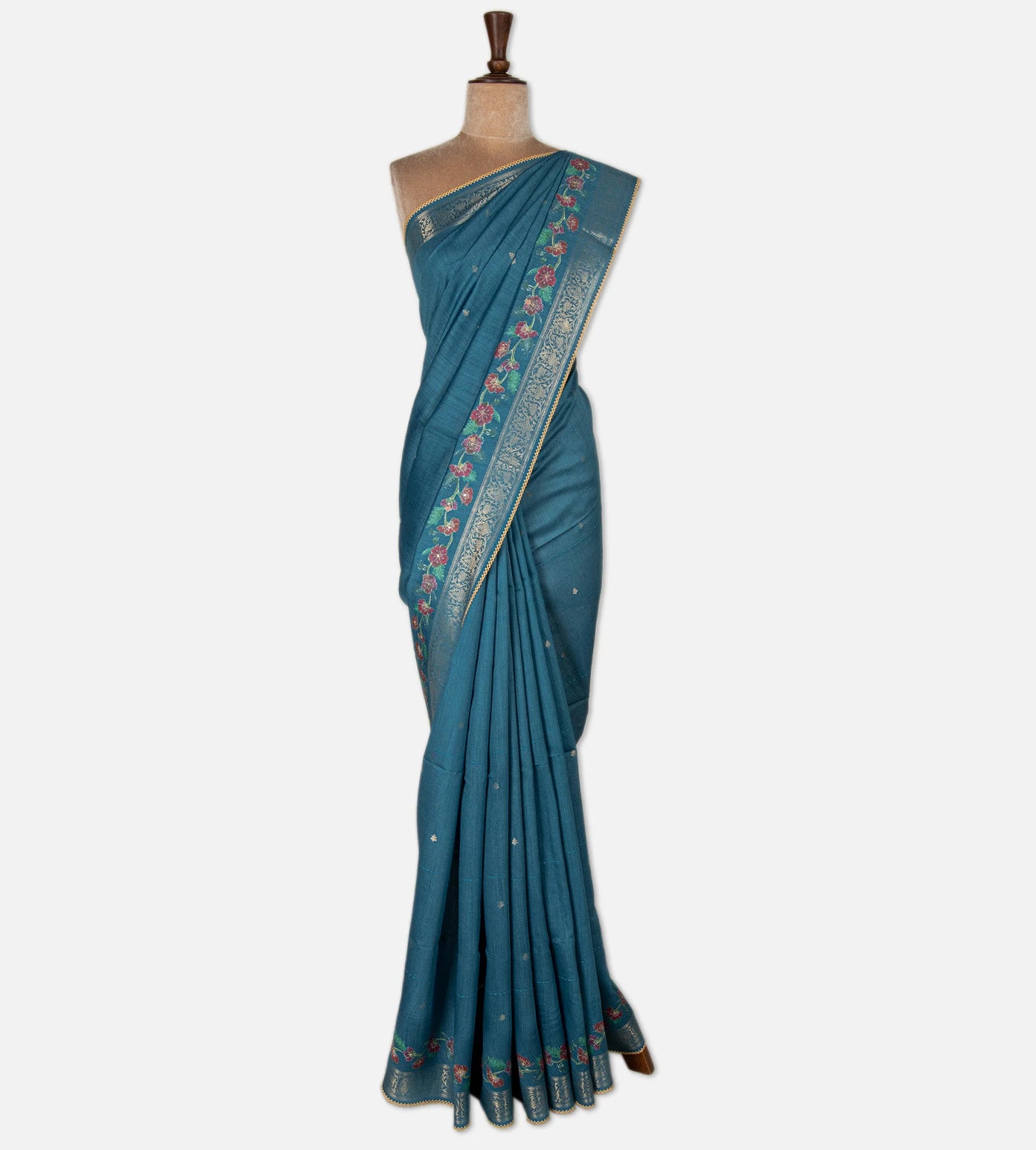 Blue Tussar Saree