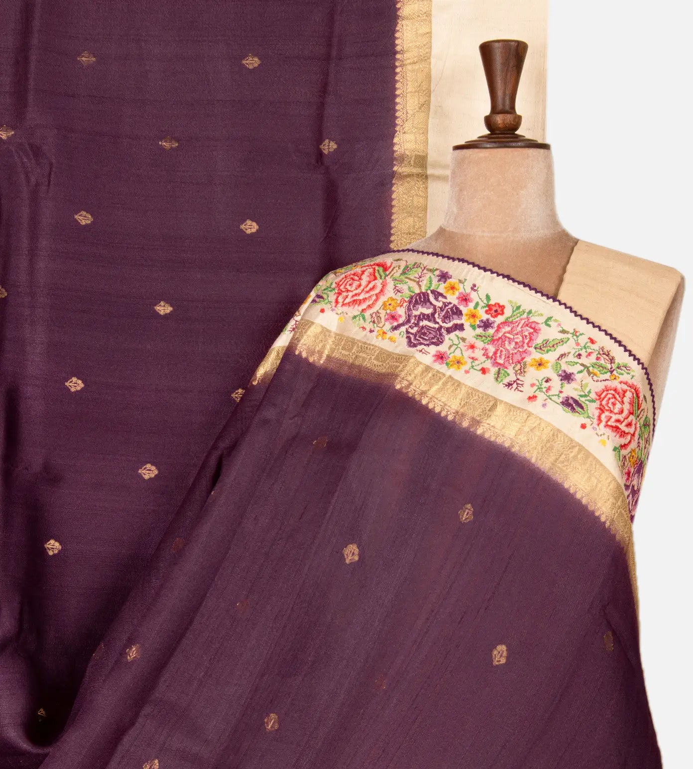 Dark Pink Tussar Saree