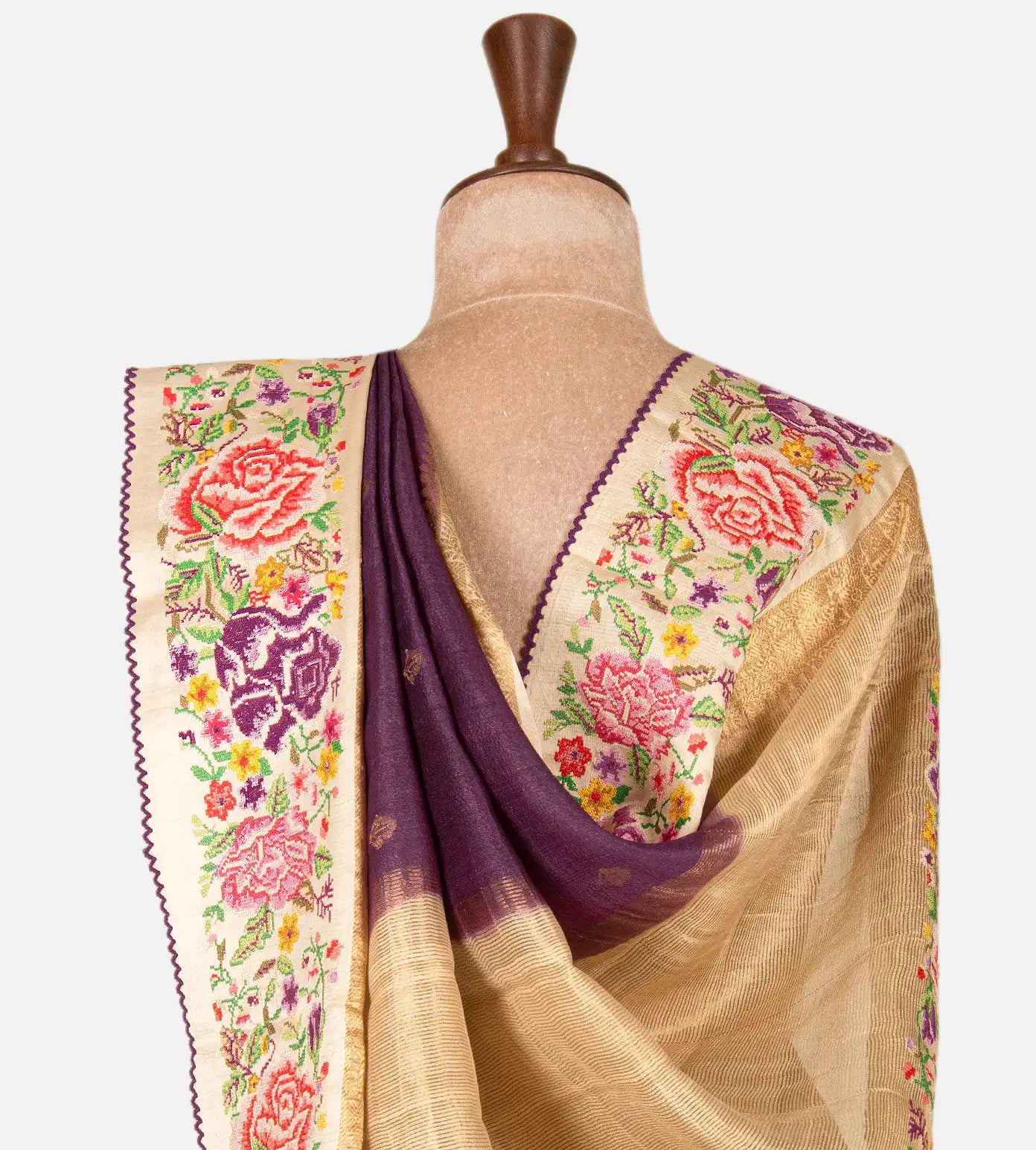 Dark Pink Tussar Saree