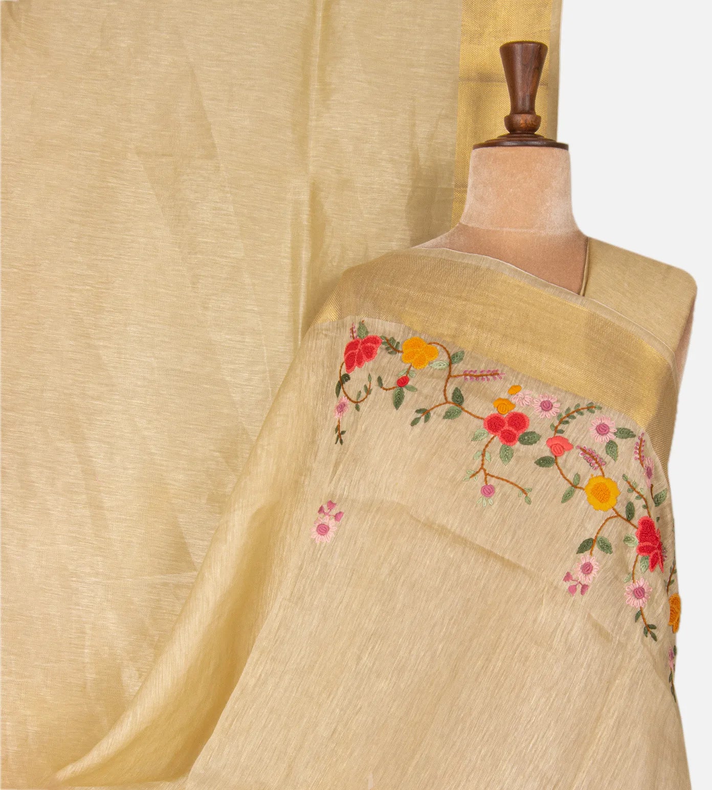 Beige Linen Saree