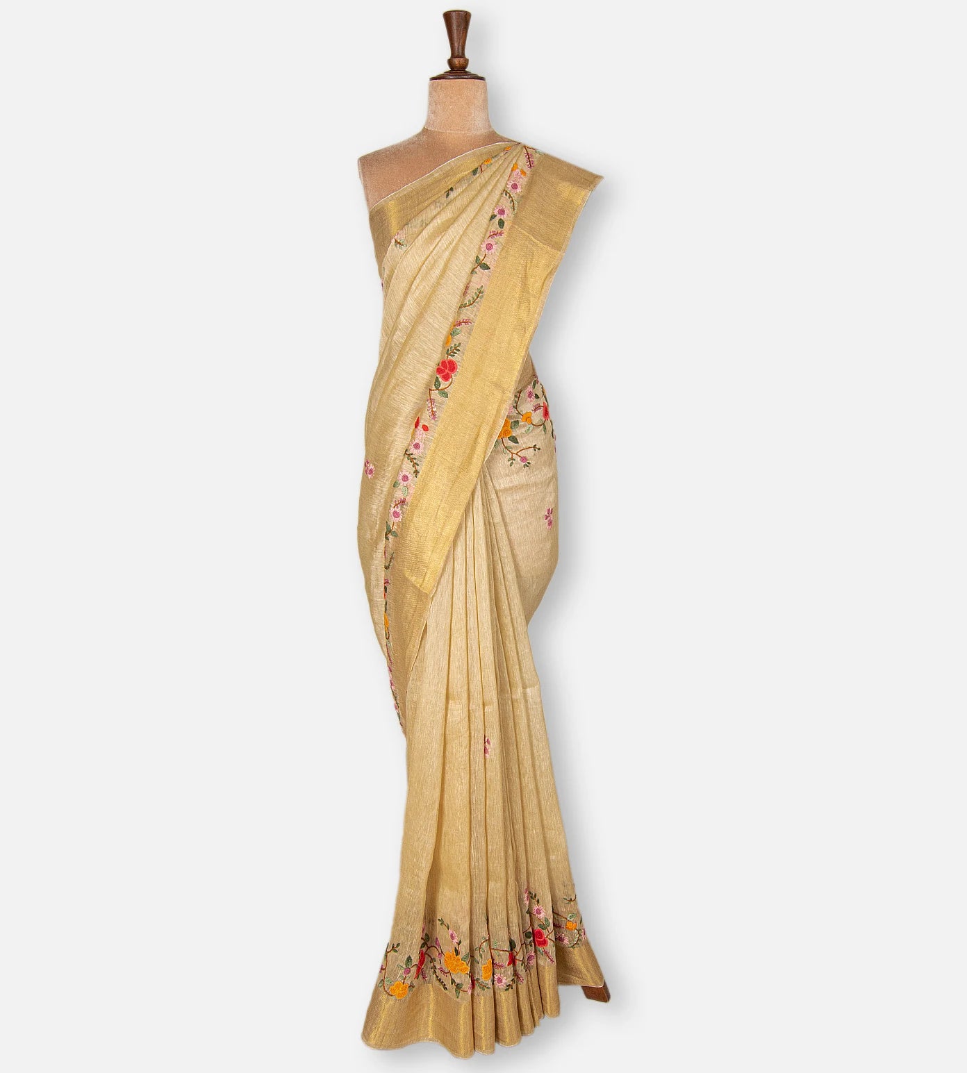 Beige Linen Saree