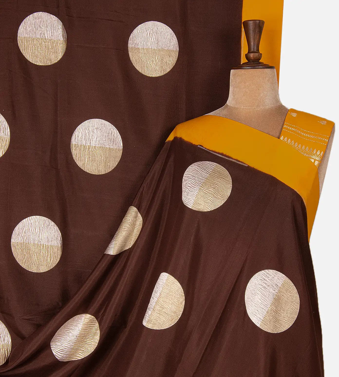 Deep Brown Banarasi Tussar Georgette Saree