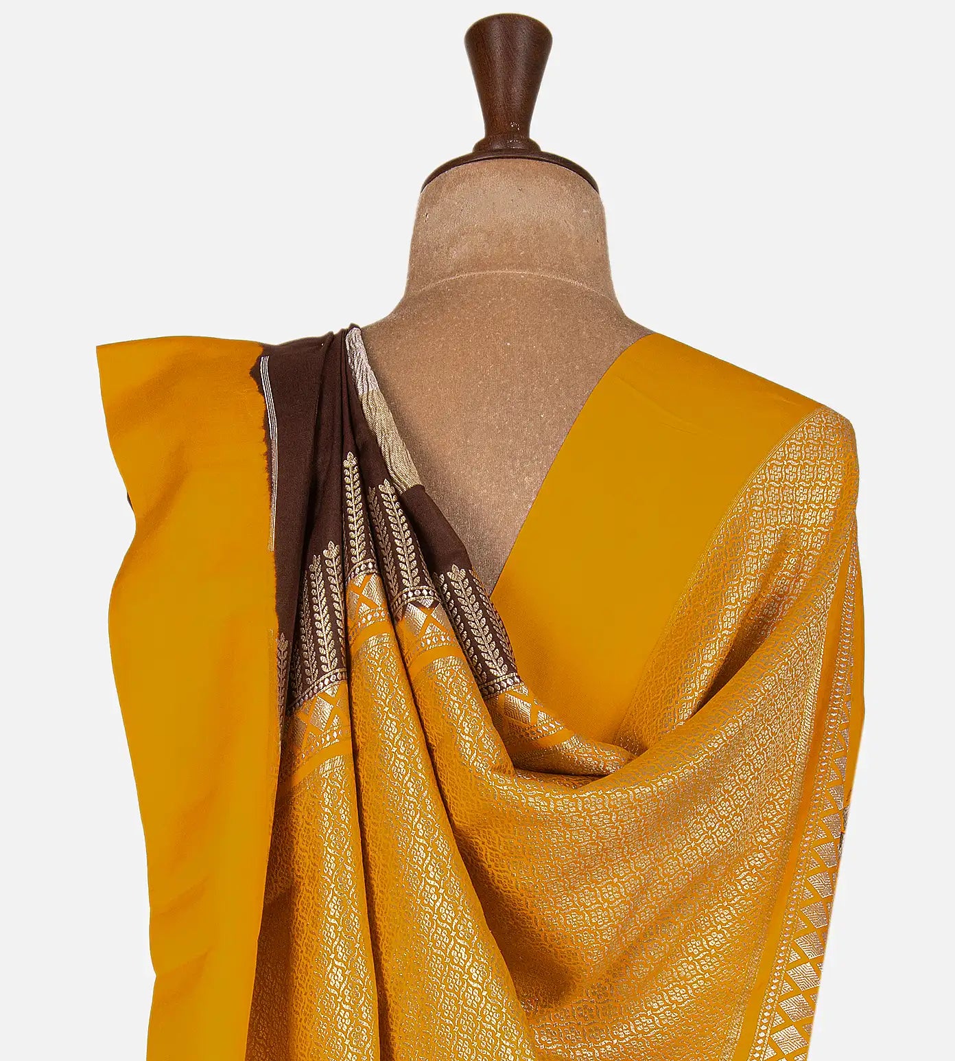 Deep Brown Banarasi Tussar Georgette Saree