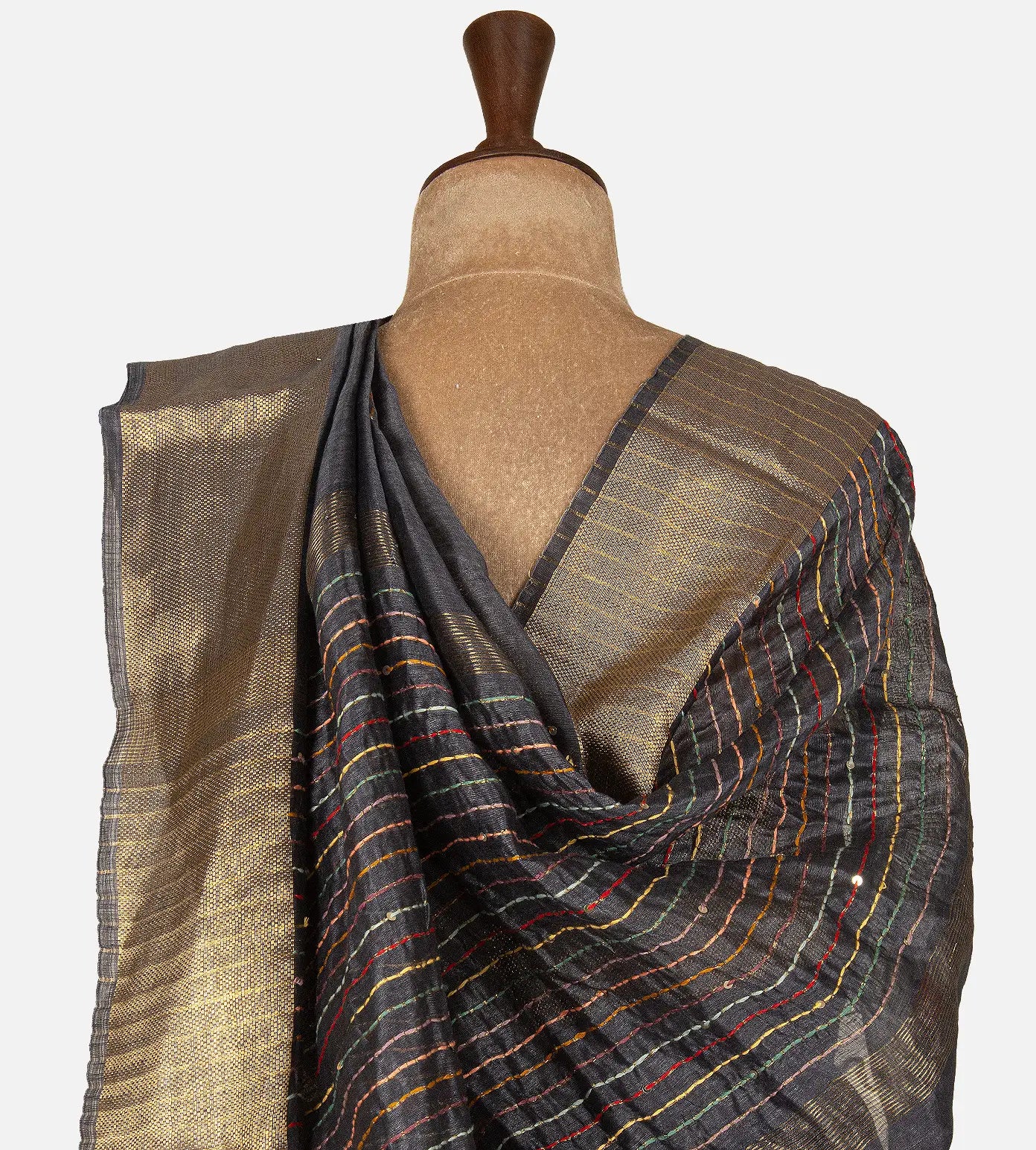 Elephant Grey Linen Saree
