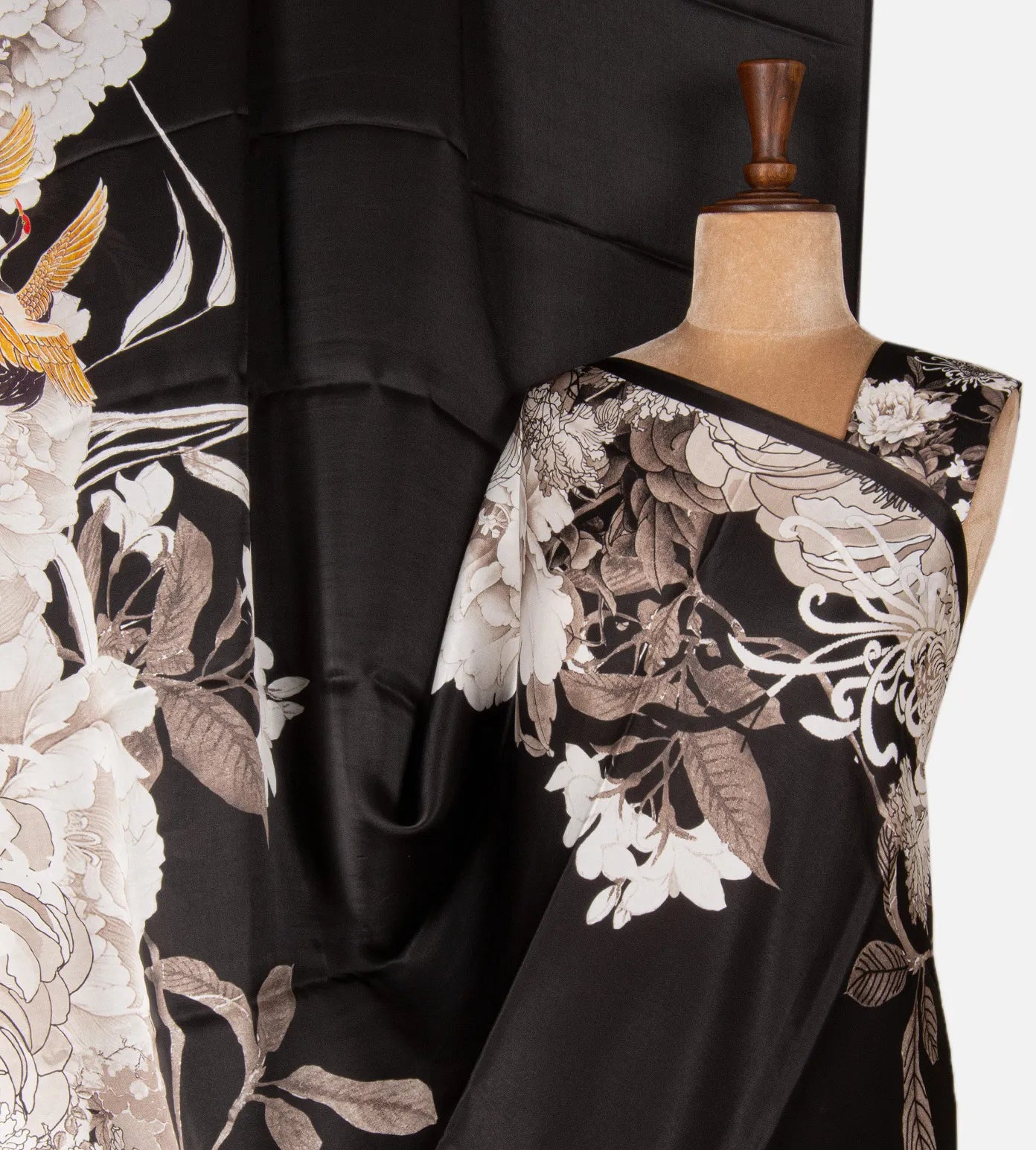 Black Satin Crepe Saree