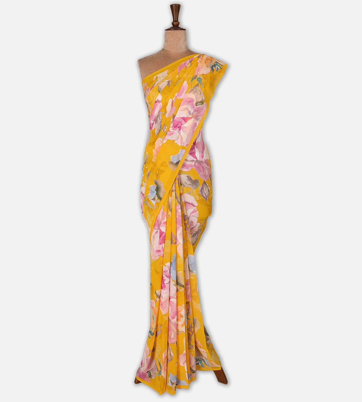 Yellow Georgette saree