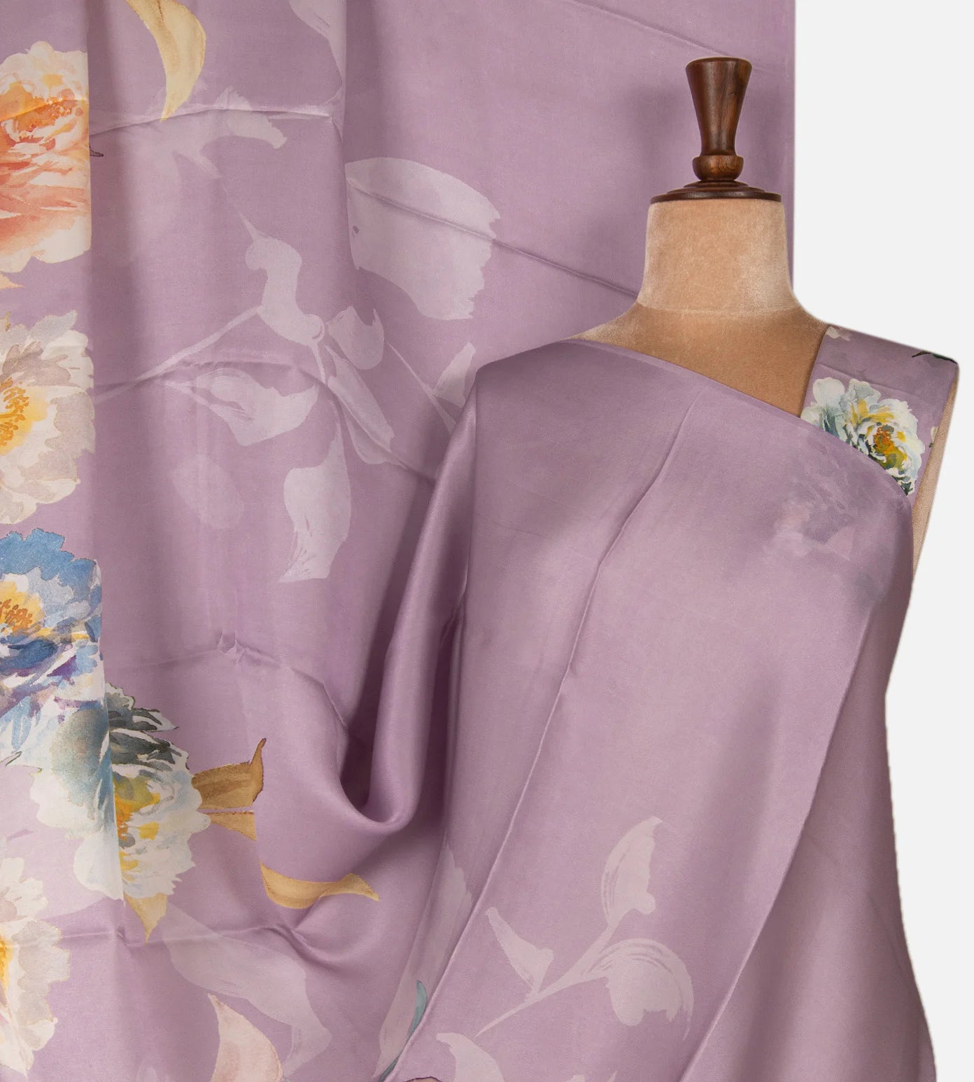 Lavender Satin Crepe Saree