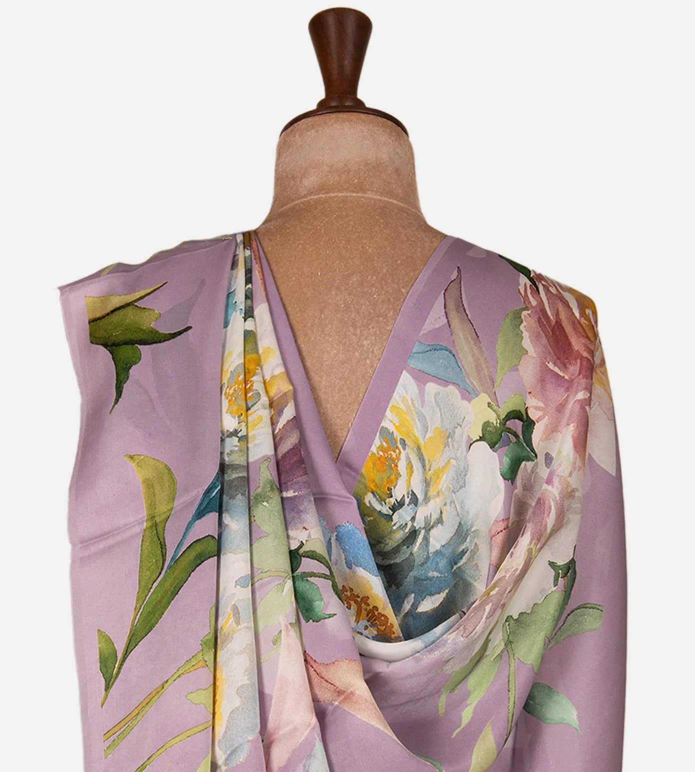 Lavender Satin Crepe Saree