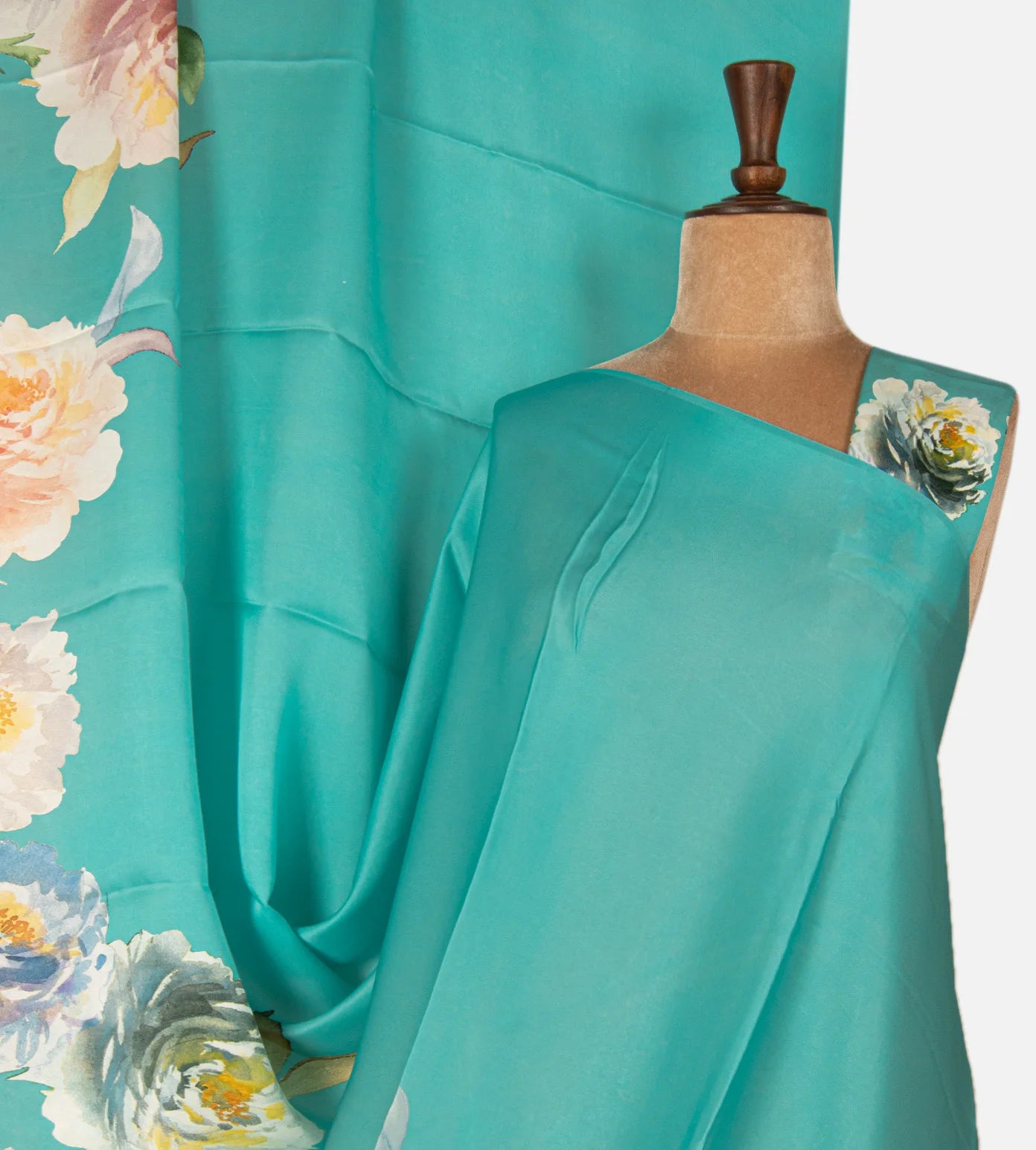 Blue Satin Crepe Saree
