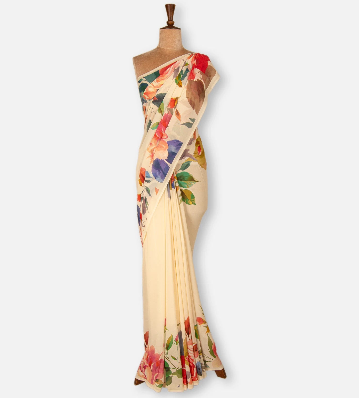 Light Beige Georgette Saree
