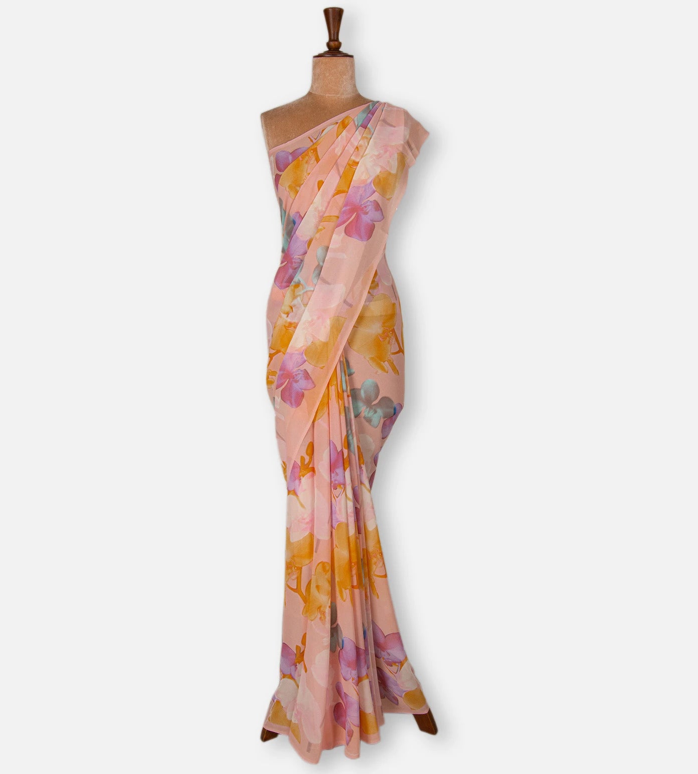 Light Peach Georgette Saree